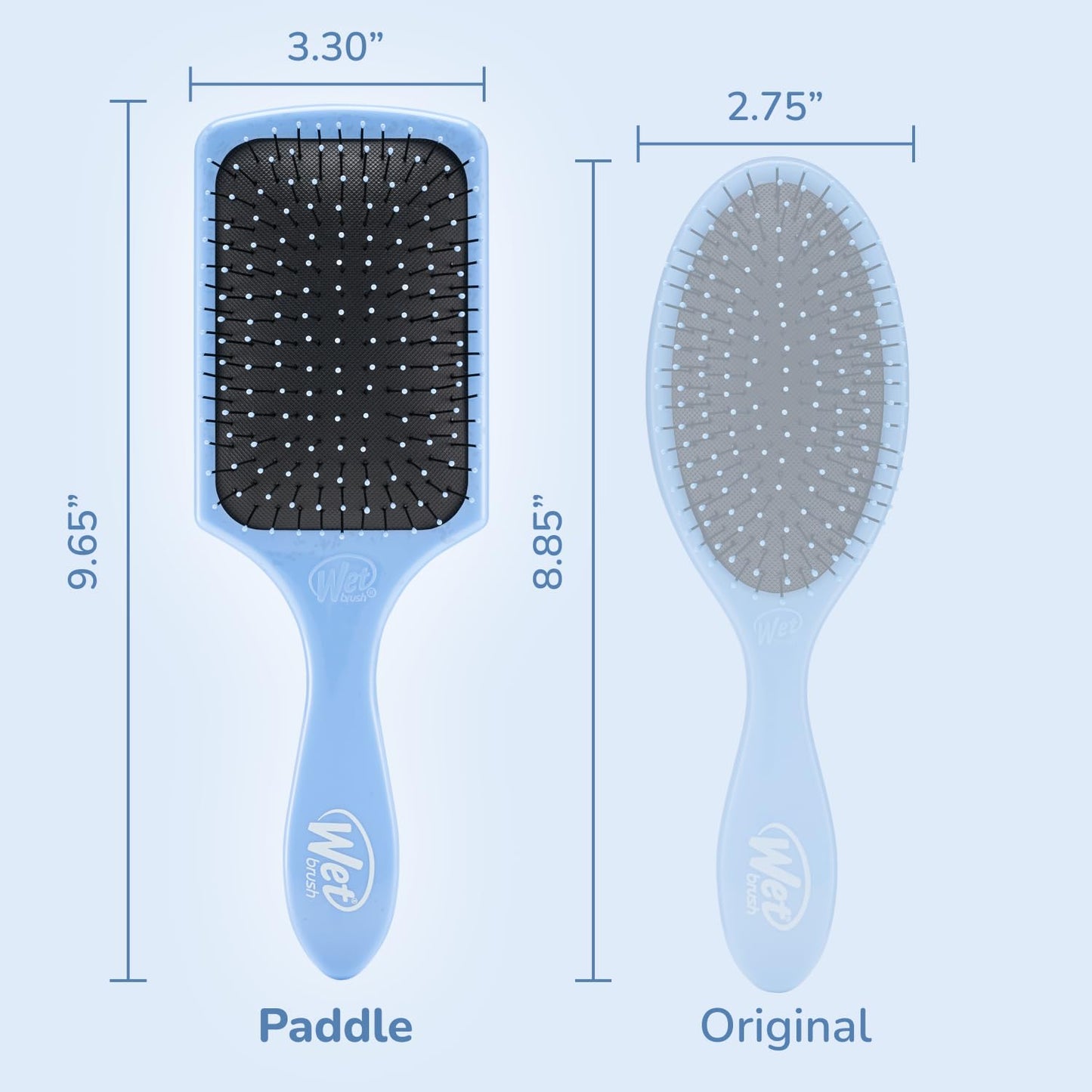 Wet Brush Paddle Detangler Hair Brush - Sky Blue | Ultra-Soft IntelliFlex Bristles & AquaVent Design | For Wet, Dry & Damaged Hair, Men & Women