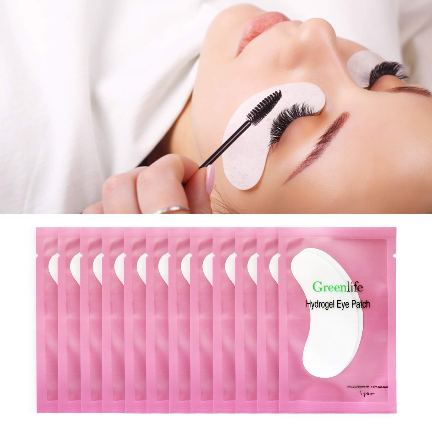 GreenLife 300 Pairs Eyelash Extension Eye Pads - Collagen & Aloe Vera Hydrogel Patches, Under Eye Gel Pads for Lash Supplies