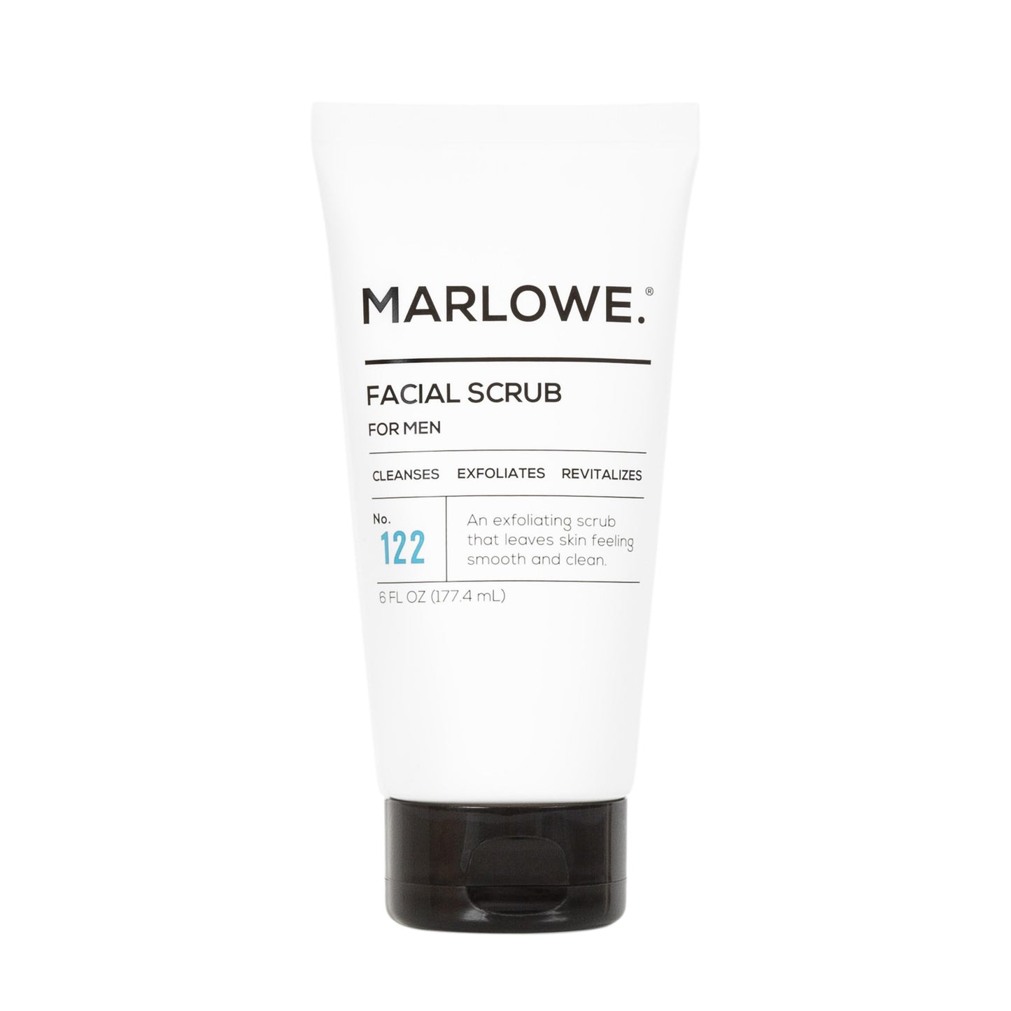 MARLOWE. No. 122 Facial Scrub 6 oz, Gentle Face Exfoliator with Apricot Seed Powder & Pumice, Cleanses & Smooths, Fresh Pine & Agarwood Scent