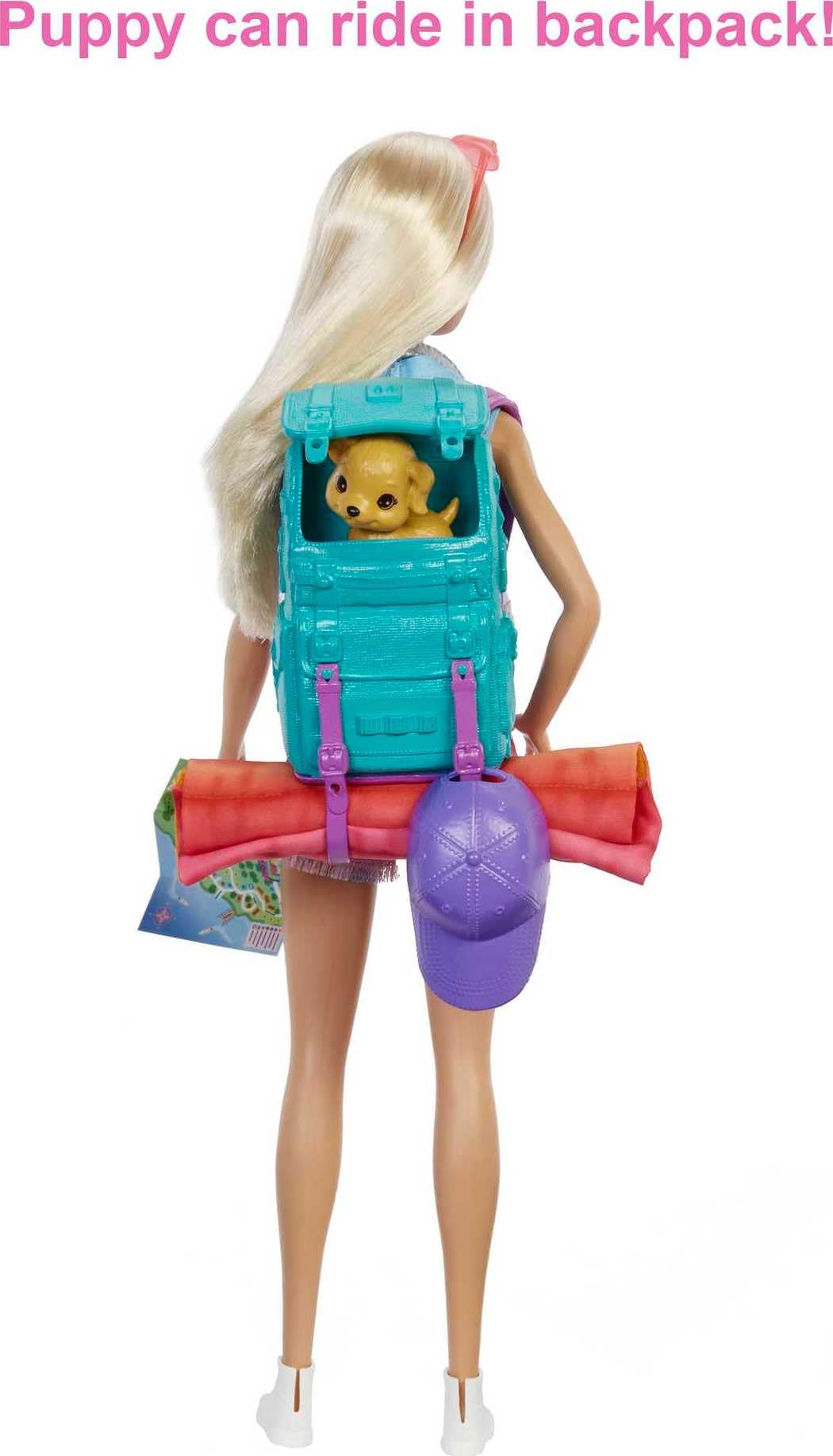 Barbie Doll and Accessories, It Takes Two “Malibu” Camping Doll with Pet Puppy and 10+ Accessories