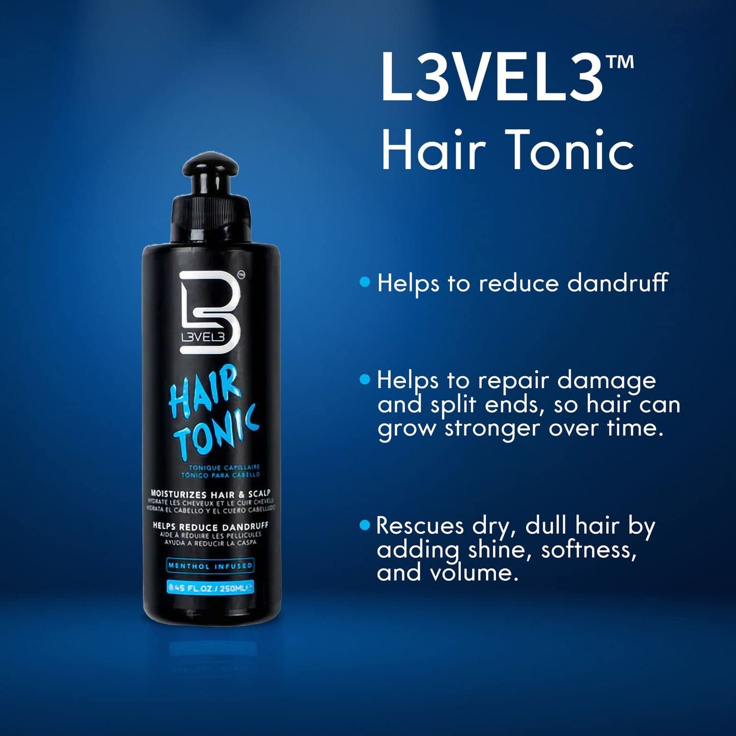 L3 Level 3 Hair Tonic - Hair Moisturizer for Women and Men - Fresh Impact for Extra Shine and Hair Volume