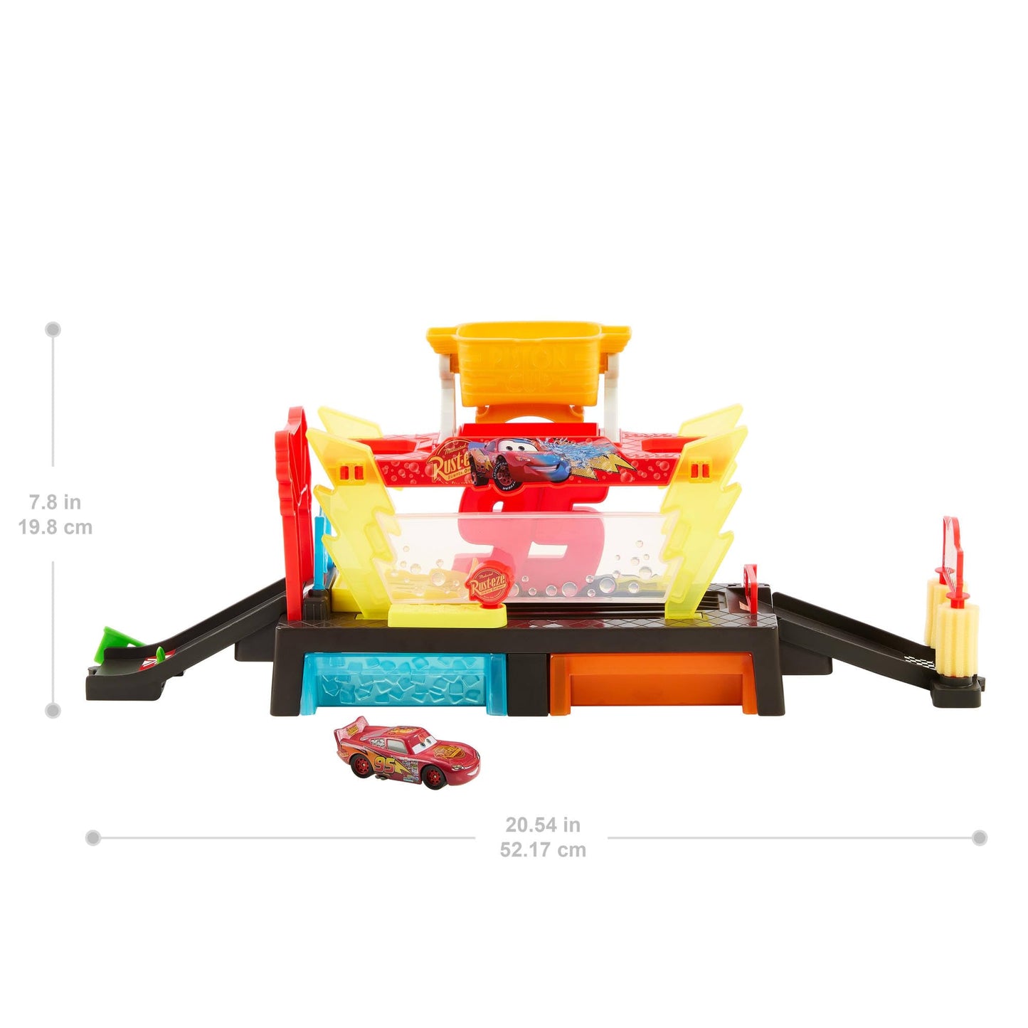Mattel Disney Pixar Cars Color Changers Car Wash Playset with Color Changing Lightning McQueen Toy Vehicle, 20-Inches Long, Connects to Other Sets