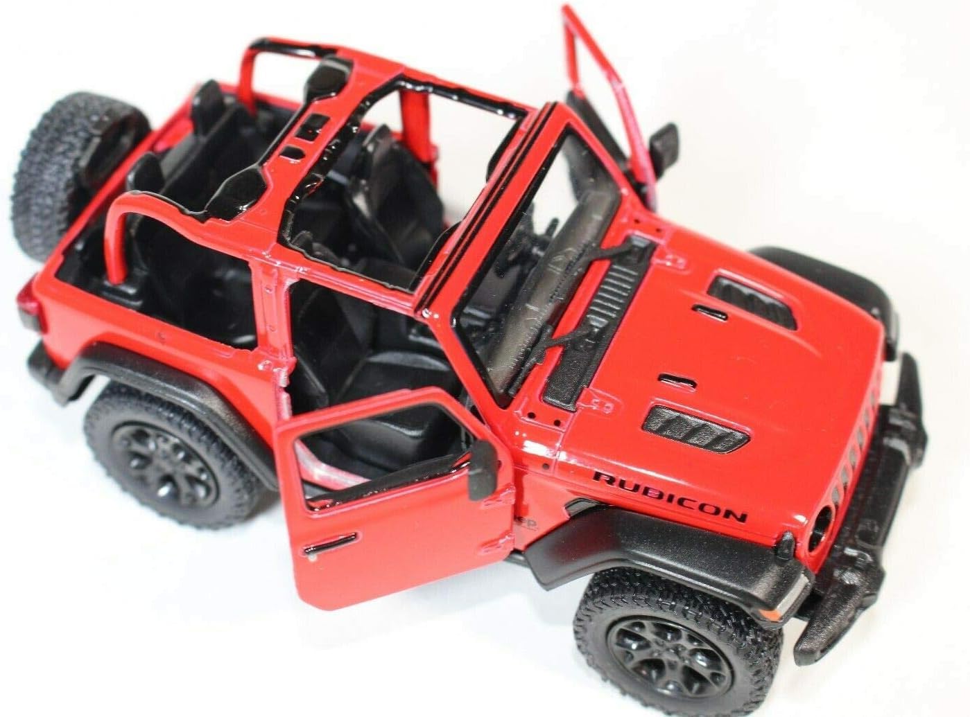 KiNSMART - Jeep Wrangler Rubicon Off Road 4x4 5 inch 1:34 Scale Die Cast Model Replica Toy Car (Red Opentop)