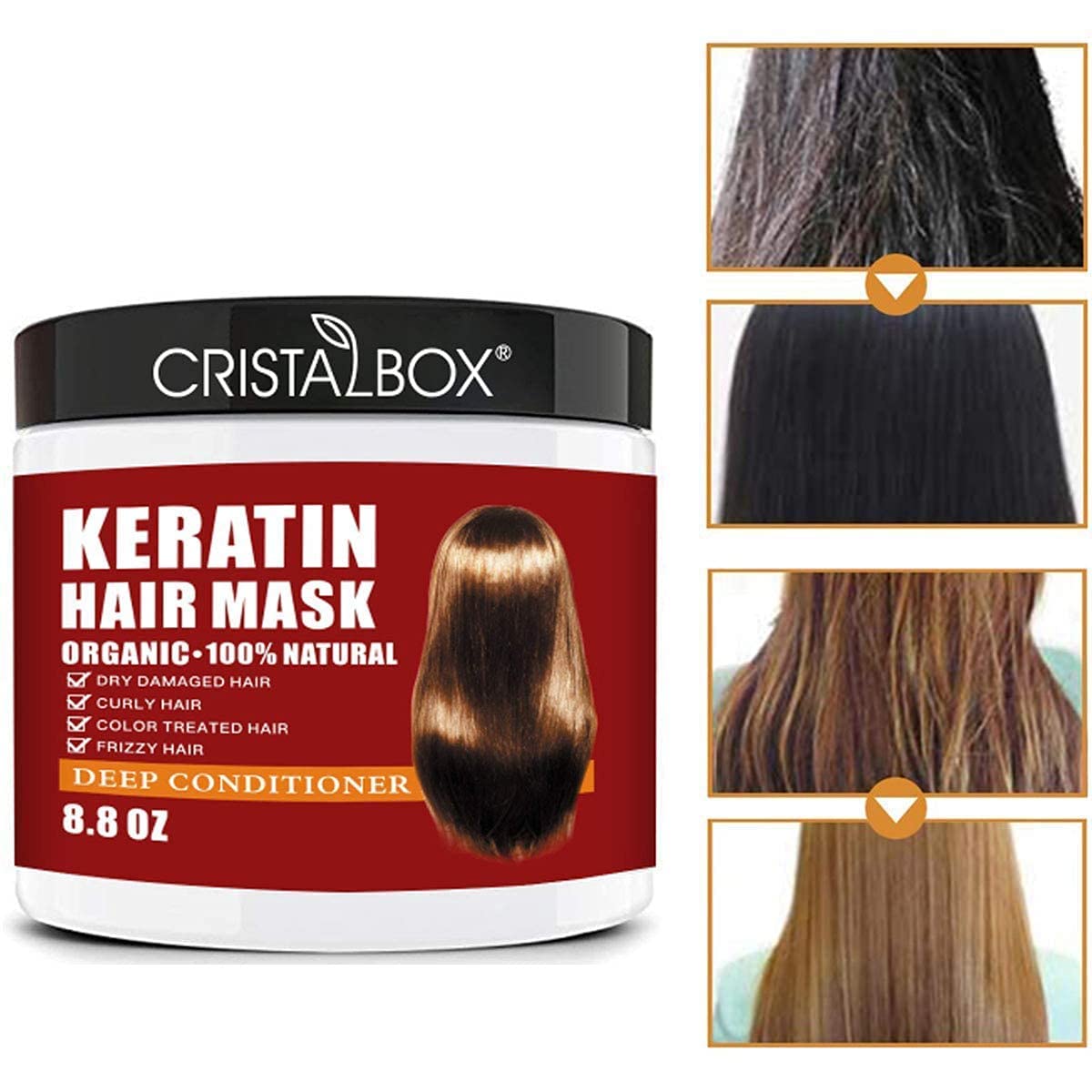 Keratin Hair Mask 250g – Deep Conditioning Treatment for Dry, Damaged Hair – Repairs & Strengthens Roots, Hydrating Natural Hair Masque