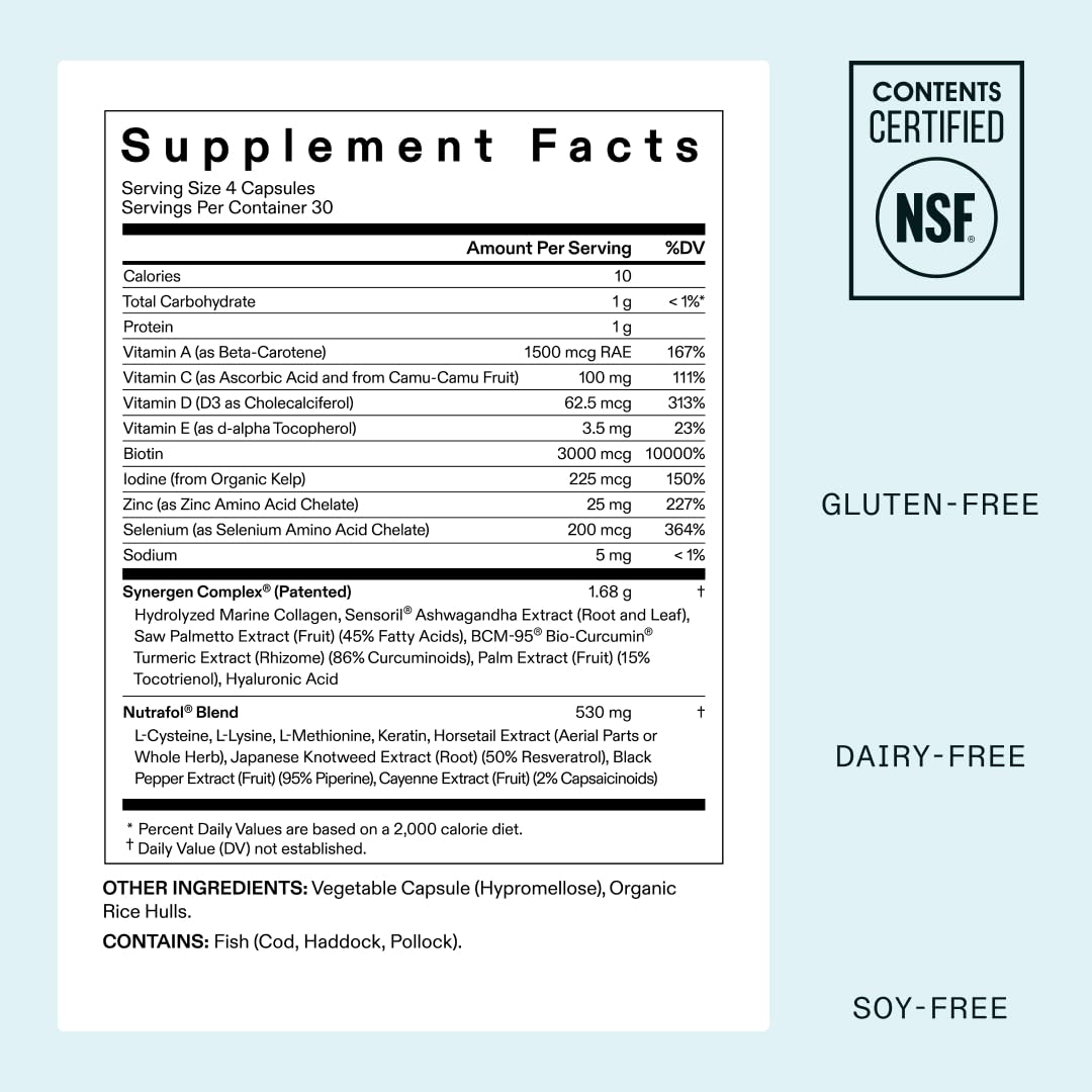 Nutrafol Women’s Hair Growth Supplement Refill | Clinically Proven for Thicker, Stronger Hair | Dermatologist Recommended | 1-Month Supply