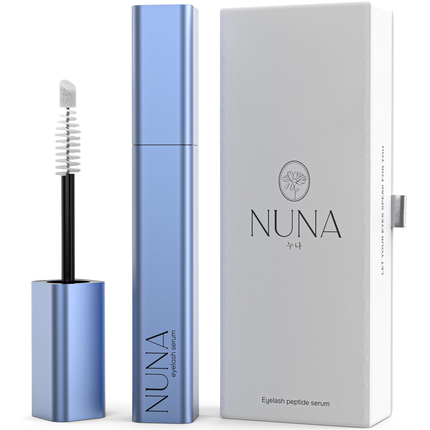 NUNA Eyelash & Eyebrow Growth Serum 6ml – Biotin, Korean Peptides & Natural Extracts – Promotes Longer, Fuller Lashes & Brows, 6-Month Supply