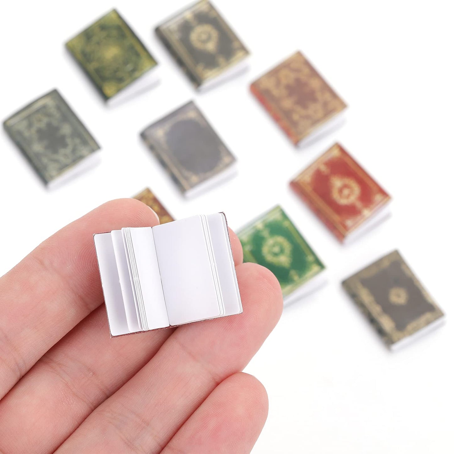 Molain 12 Pcs Miniature Dollhouse Books, 1:12 Scale Mini Books for Dollhouse Decoration, Pretend Play Accessories for Boys & Girls