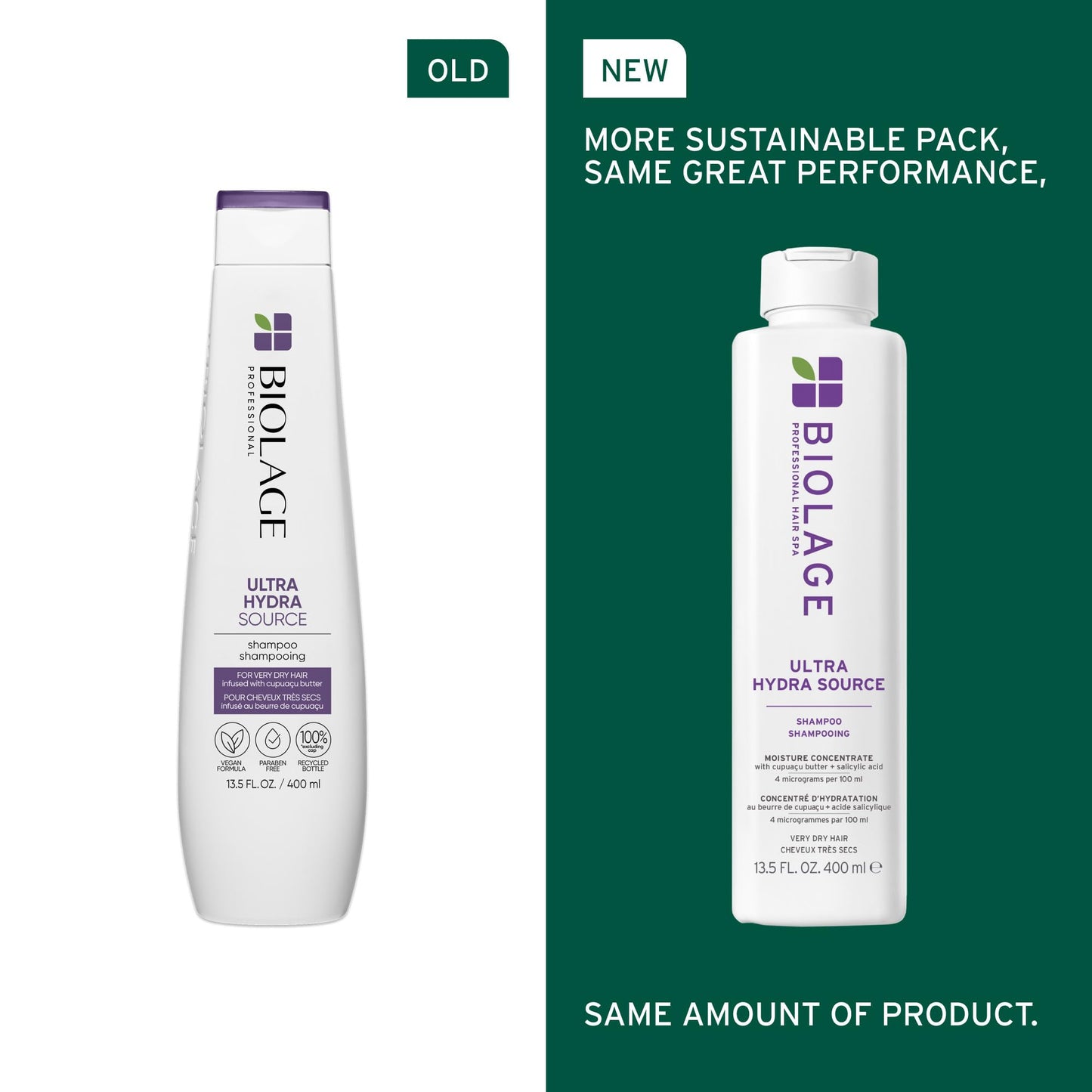 Biolage Ultra Hydra Source Shampoo – Deep Moisture & Hydration for Very Dry, Thick Hair, Tames Frizz, with Cupuaçu Butter & Salicylic Acid, 13.5 Fl Oz