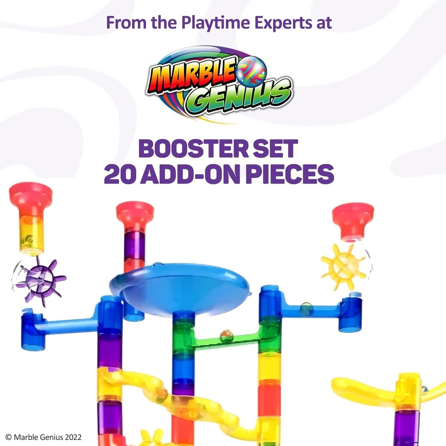 Marble Genius Marble Run Booster Set, 20 Pieces - Building Blocks Toy Add-On for Ages 3+, Instruction App Access, Primary Colors