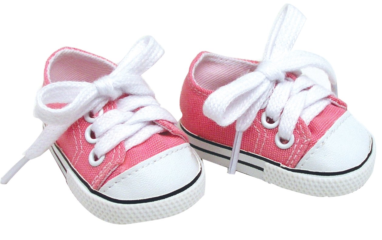 Sophia's Pink Canvas Sneaker with Laces and Imitation Leather Toe Cap Shoes Accessory for 18" Dolls, Light Pink