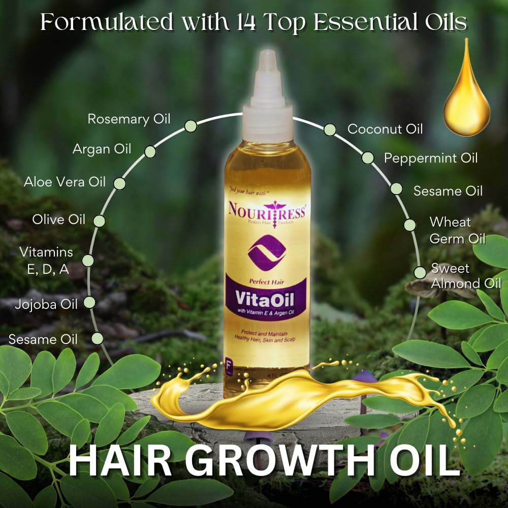 NouriTress Perfect Hair VitaOil | Promotes Growth | Rosemary & Argan Oils | 14 Essential Oils | 4 oz