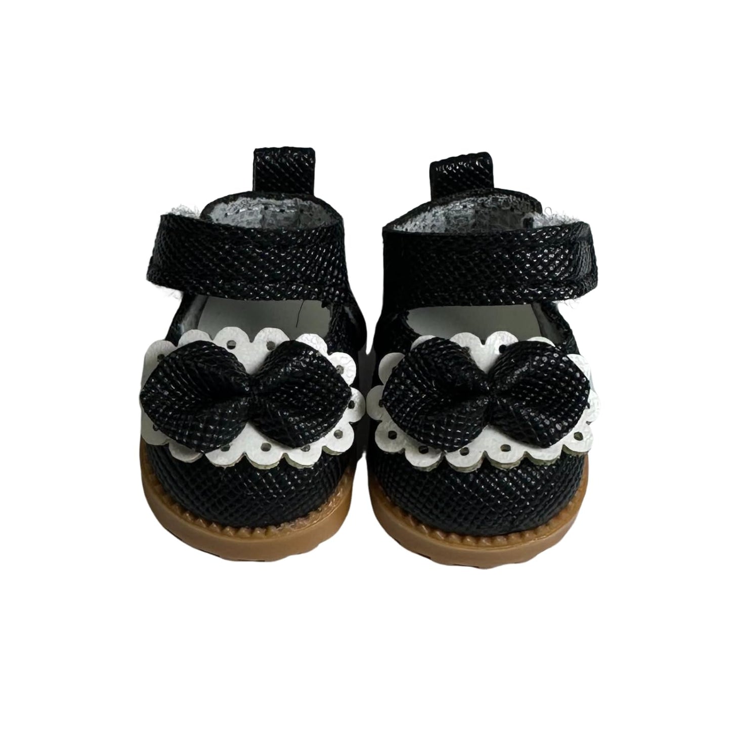 QIXINGWISE Mini Mary Jane Doll Shoes for 6.7" Dolls, PU Leather with Bow, Fits 15-17cm Dolls, Cute Outfit Accessory, 1 Pair Black