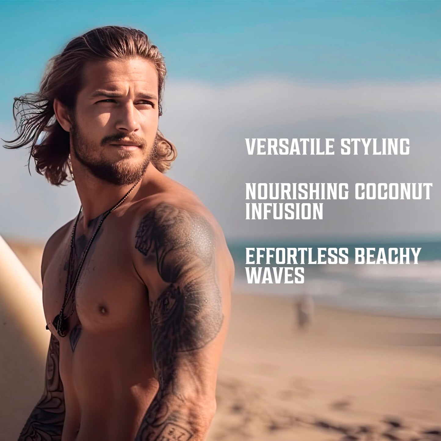 Viking Revolution Coconut Sea Salt Spray for Men – Texturizing Hair Spray with Kelp, Aloe Vera & Red Algae – Adds Volume, Texture & Beach Waves