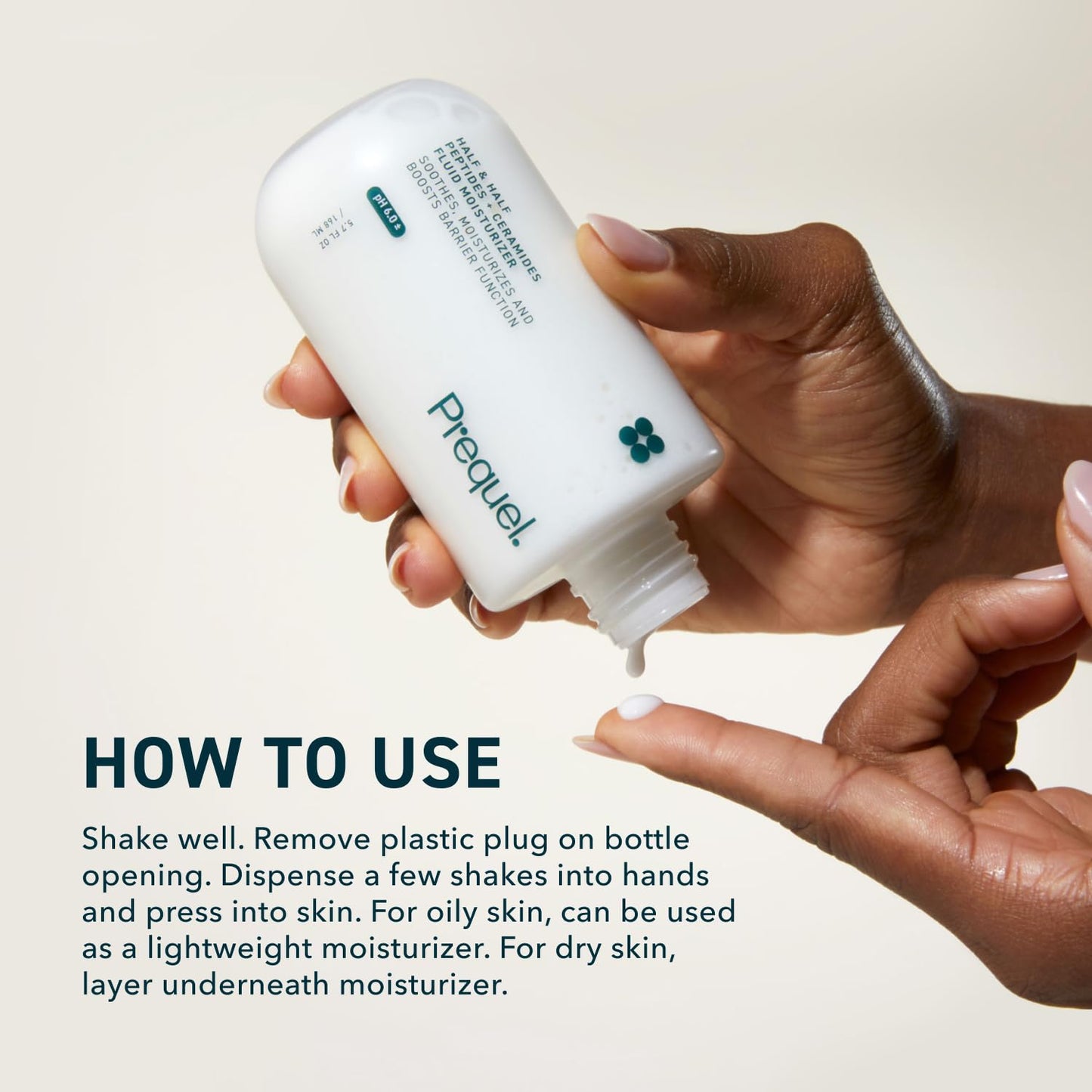 Prequel Skin Half & Half Fluid Moisturizer – Lightweight Ceramide & Peptide Face Cream for All Skin Types, Hydrating for Men & Women