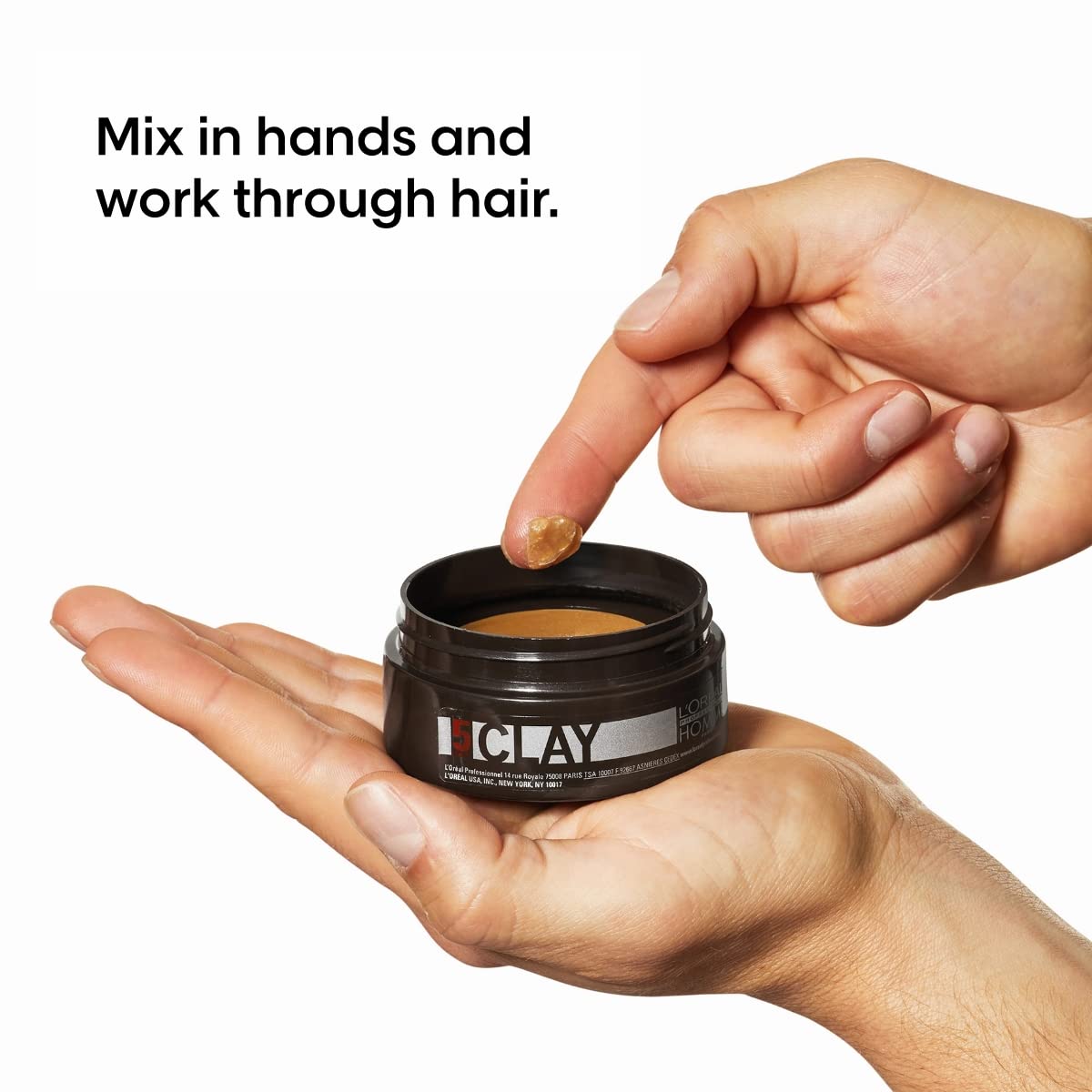 L'Oréal Professionnel Paris Men’s Styling Clay - For All Hair Types, Provides Strong Hold and Matte Finish