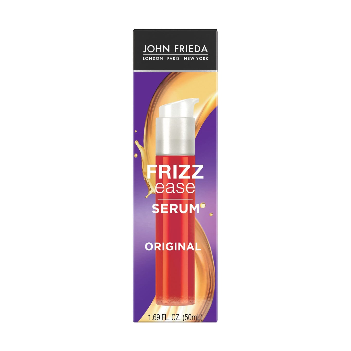 John Frieda Frizz Ease Original Hair Serum 1.69 Oz – Anti-Frizz, Heat & Humidity Protectant with Argan, Coconut & Moringa Oil for Smooth, Shiny Hair
