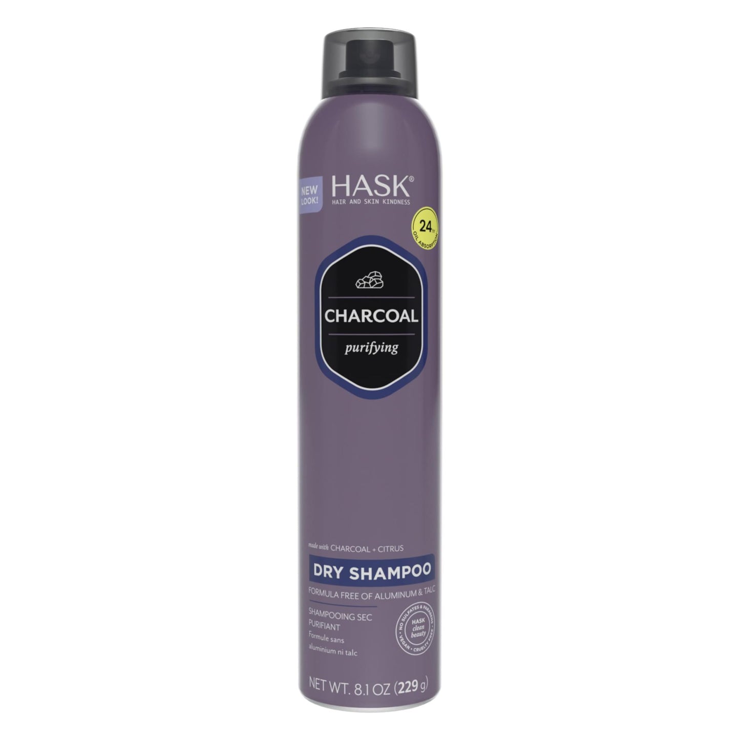 HASK Charcoal Purifying Dry Shampoo – Absorbs Oil & Detoxifies Hair, Extends Time Between Washes, Sulfate-Free, Paraben-Free, Cruelty-Free, 8.1oz