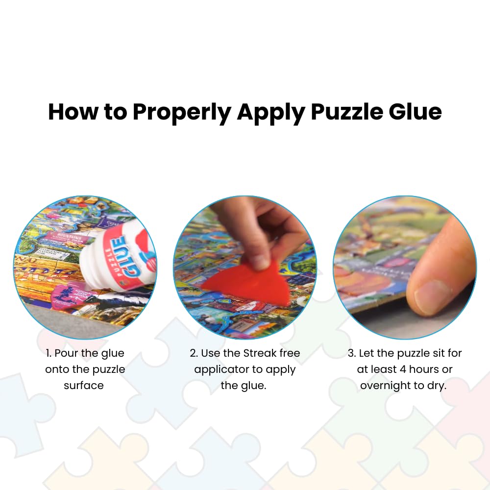 MasterPieces Jigsaw Bottle & Wide Plastic Spreader Puzzle Glue, 5 Ounces, Blue,Orange 10 Fl Oz