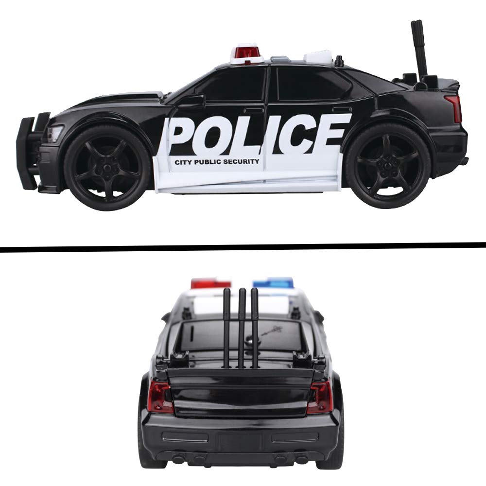 OCCAFY Police Car Toy Plastic Pursuit Rescue Vehicle with Sirnes Sound and Light for Kids Toddlers Boys 1:20