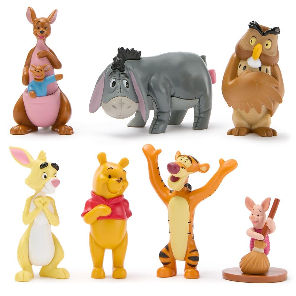 Disney Store Winnie the Pooh Figure Set – 7 Fully Sculpted Figures Including Pooh, Piglet, Tigger & Eeyore with Scenic Display Box