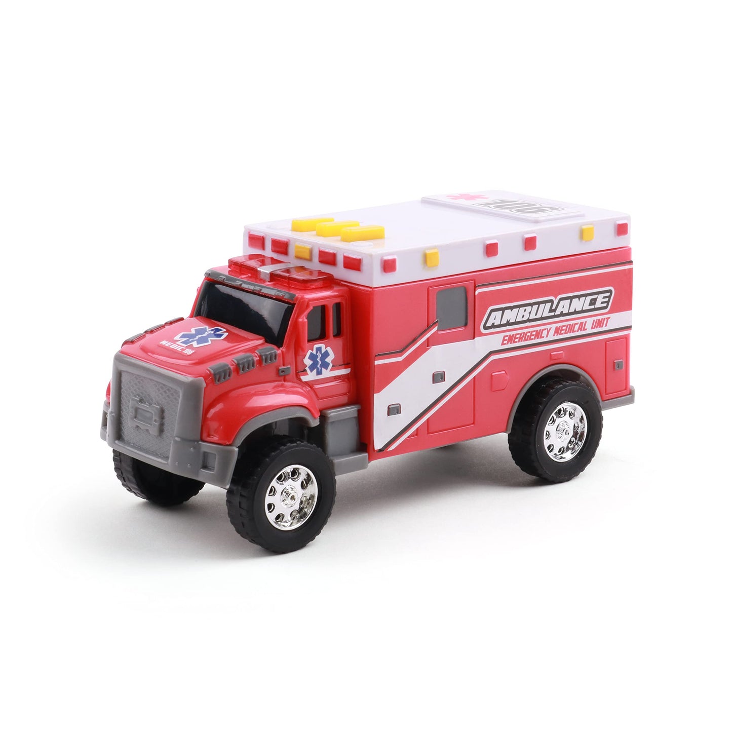 Mighty Fleet Toughest Minis 5" Tough Cab Ambulance Toy w/Lights & Sounds, Realistic Design & Batteries Included - Age 3+