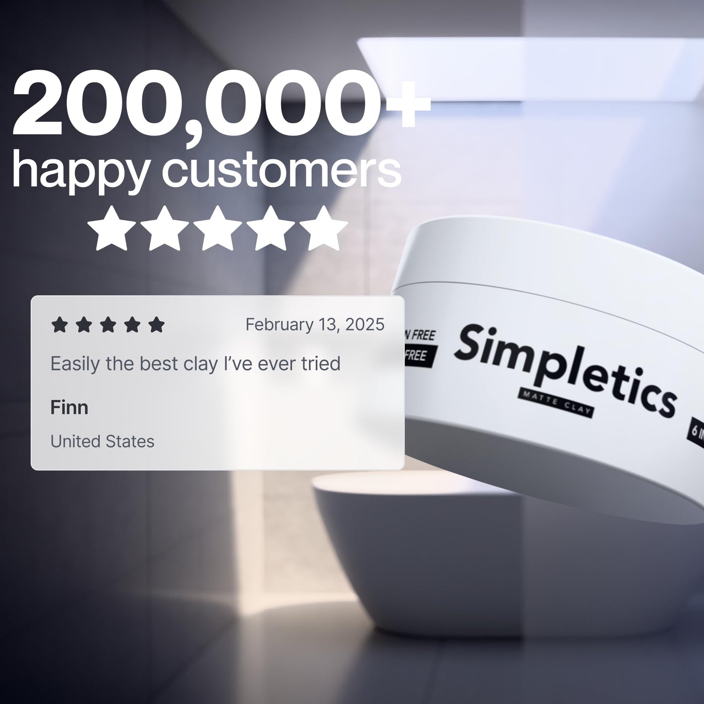 Simpletics Hair Clay for Men | Vanilla Scent | Natural 6-Ingredient Matte Styling Clay with Beeswax & Coconut Oil | Strong Hold, Non-Greasy, Adds Texture & Volume | 2oz