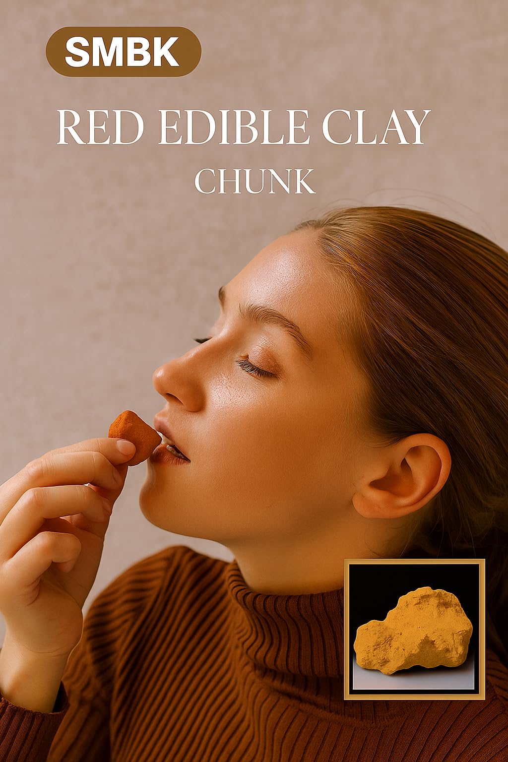 SMBK Red Clay,Edible Clay Chunks, Natural Clay,Organic Clay,Clay Mask,Natural Mud Mask,7OZ (200GM)