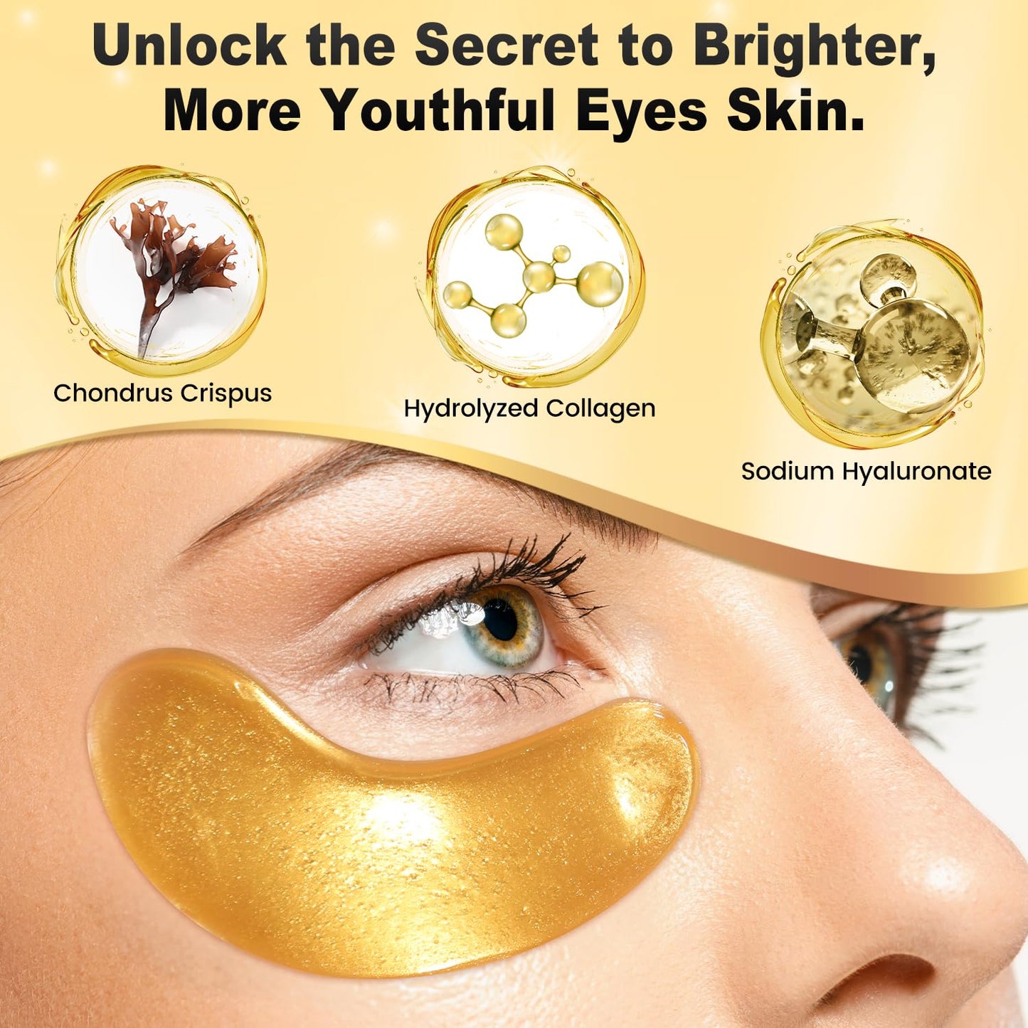 Tibobo 24K Gold Under Eye Patches (24 Pairs) – Collagen Eye Masks for Dark Circles, Puffiness, Fine Lines, Anti-Aging & Nourishing