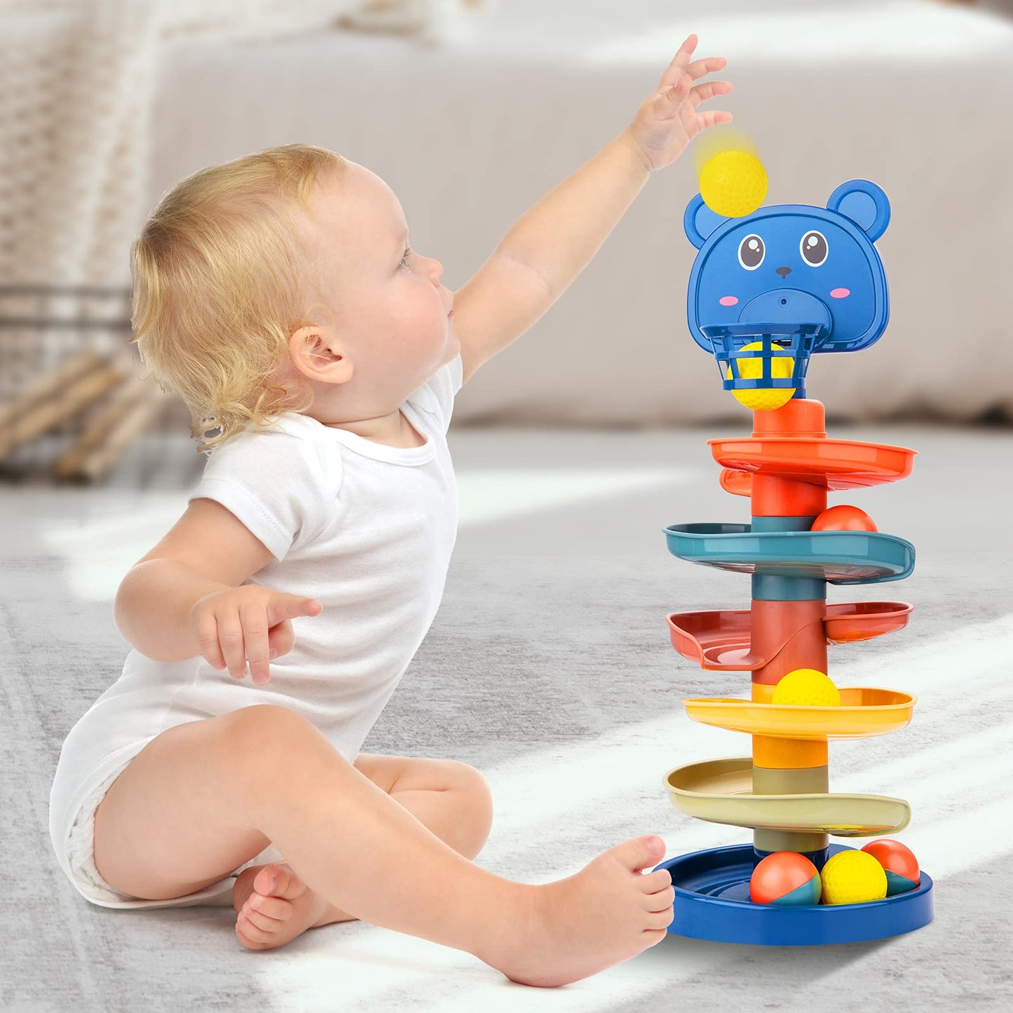 Beestech Ball Drop & Roll Tower for Toddlers – Educational Development Toy with 6 Balls for 2, 3, 4 Year Old Boys & Girls, Fun Learning Activity