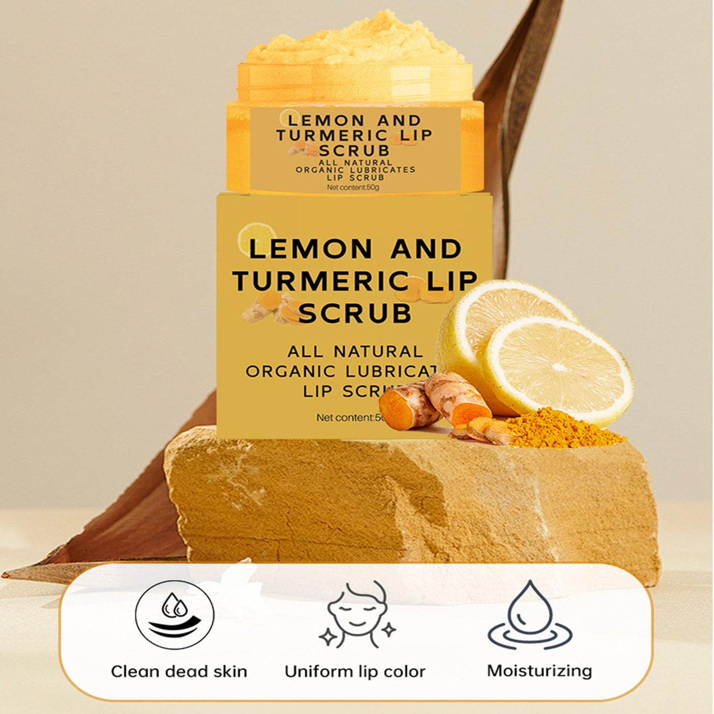 Turmeric Lemon Lip Scrub & Balm – Exfoliating Sugar Scrub with Aloe Vera, Nourishes Dry, Chapped Lips, Reduces Darkness & Fine Lines