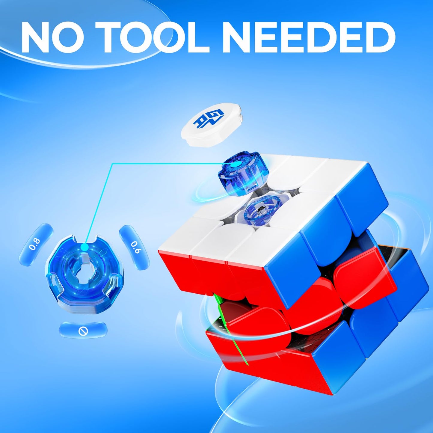 GAN 356 R S, 3x3 Speed Cube Gans 356RS Magic Cube Non-Magnetic (Stickerless)