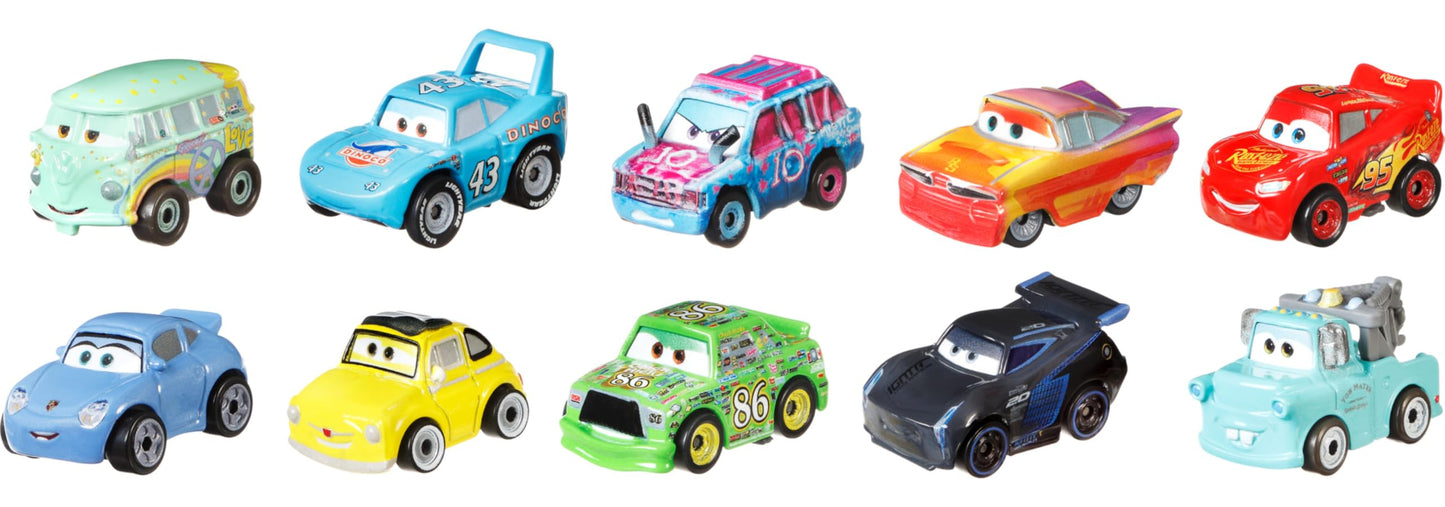 Mattel Disney Pixar Cars Mini Racers 10-Pack, Collectible Set with 10 Toy Vehicles, Fan-Favorite Characters (Amazon Exclusive)