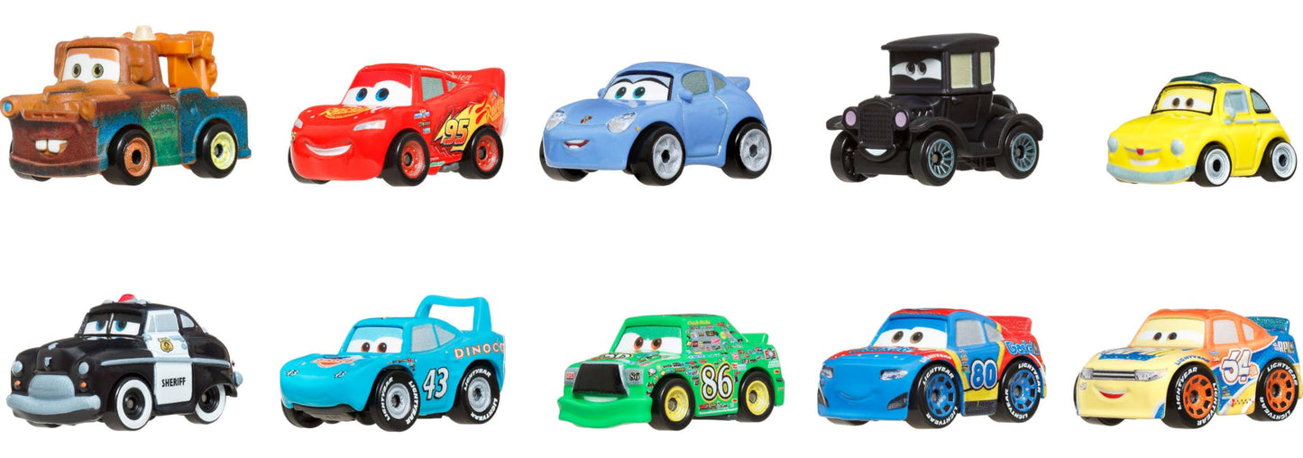 Mattel Disney Pixar Cars Toy Vehicles 10-Pack, Set of 10 Mini Racers of Favorite Characters from The First Cars Movie (Styles May Vary)