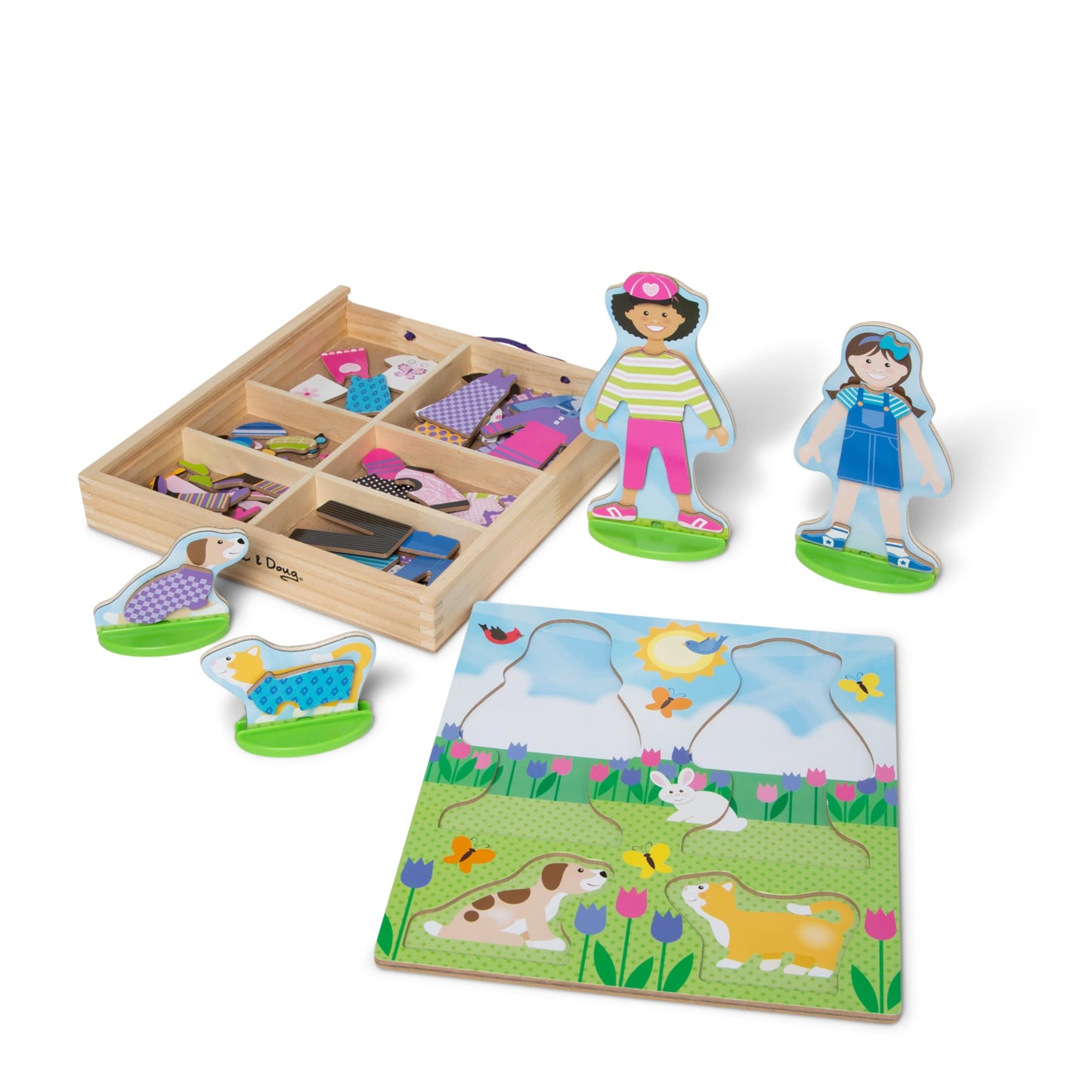 Melissa & Doug Best Friends Magnetic Dress-Up Wooden Dolls Pretend Play Set (78 pcs)