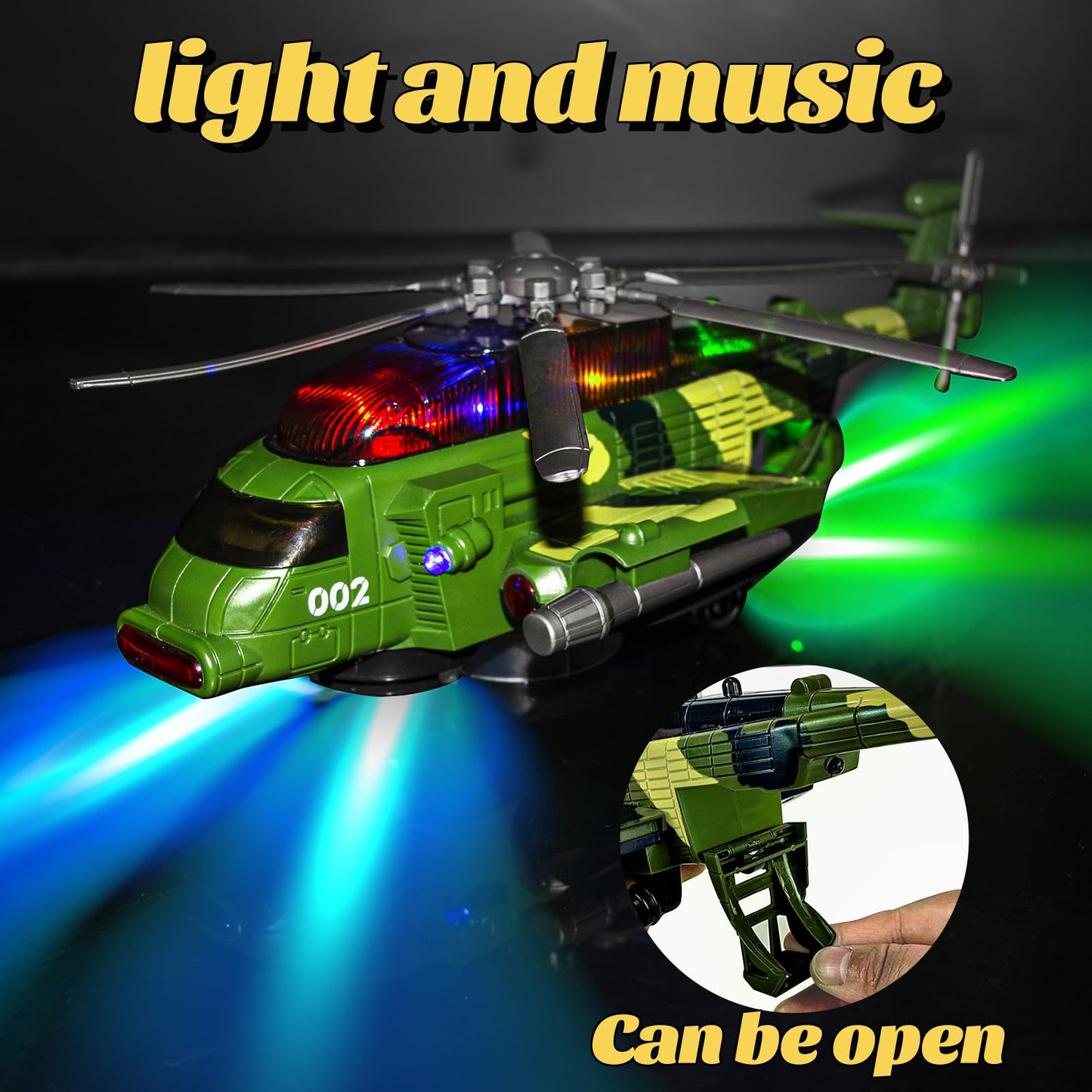 Bloolilies Bump & Go Helicopter & Airplane Toy for Toddlers, Kids 1-7, with Lights & Music – Birthday Gift for Boys & Girls