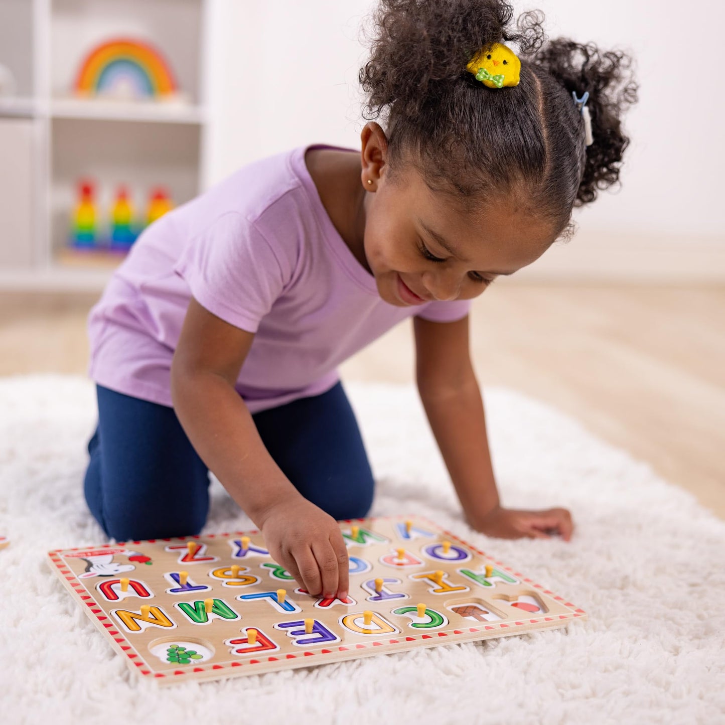 Melissa & Doug Lift & See Alphabet Wooden Peg Puzzle (26 pcs) Toddler and Preschool Puzzles for Ages 1+ - FSC-Certified Materials