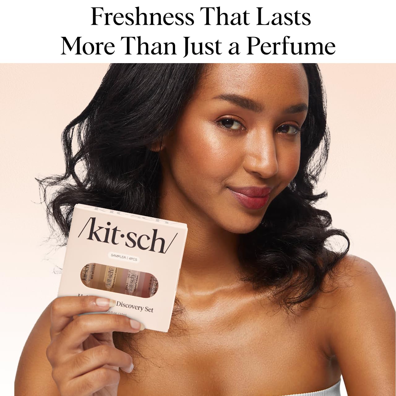 Kitsch Hair Perfume Discovery Set for Women – Pistachio Latte, Warm Sugar, Sheer Violet & Amber Waves – Odor-Eliminating Hair & Body Mist, 4 x 1.5ml