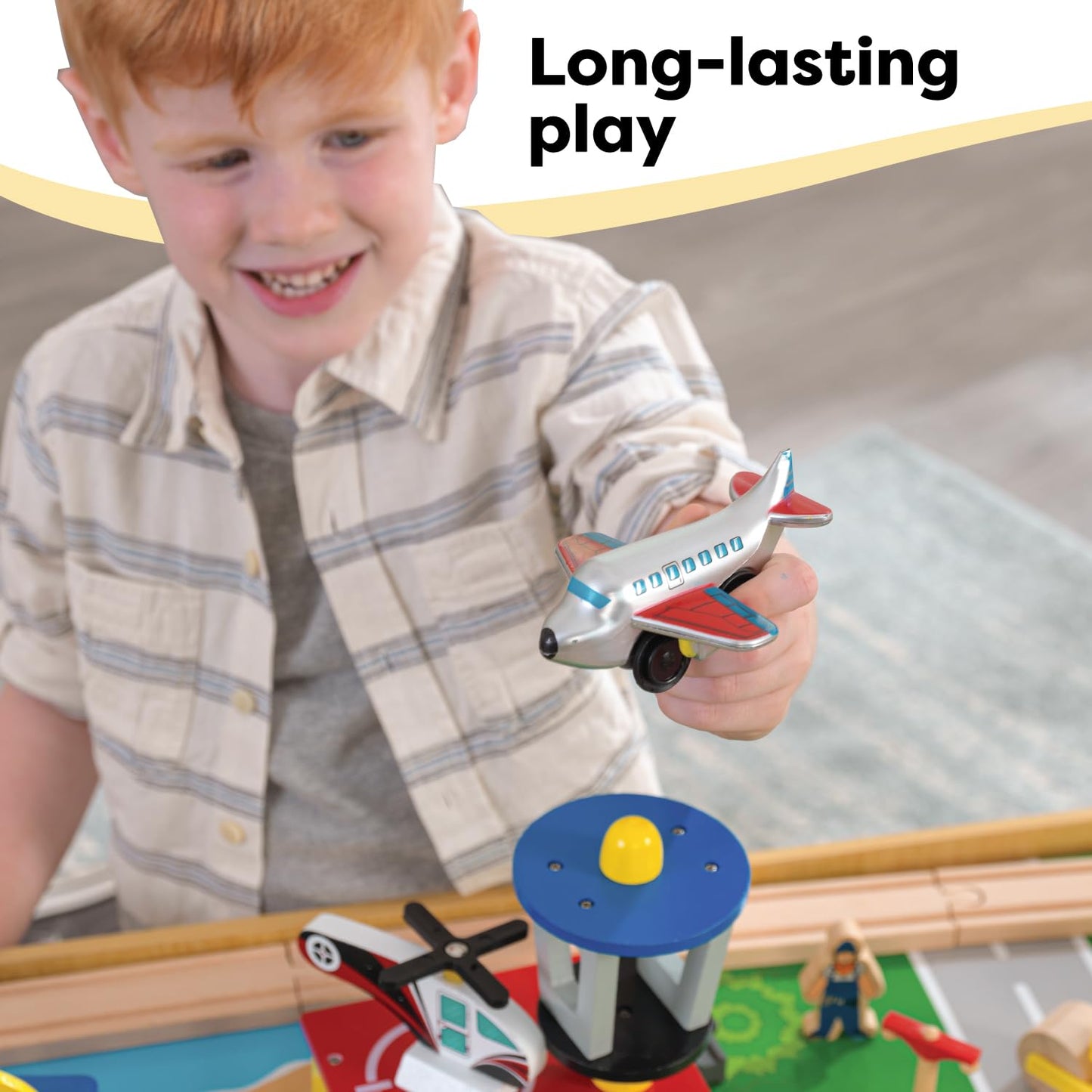 KidKraft Waterfall Mountain Wooden Train Set & Table with 120 Pieces, 3 Storage Bins