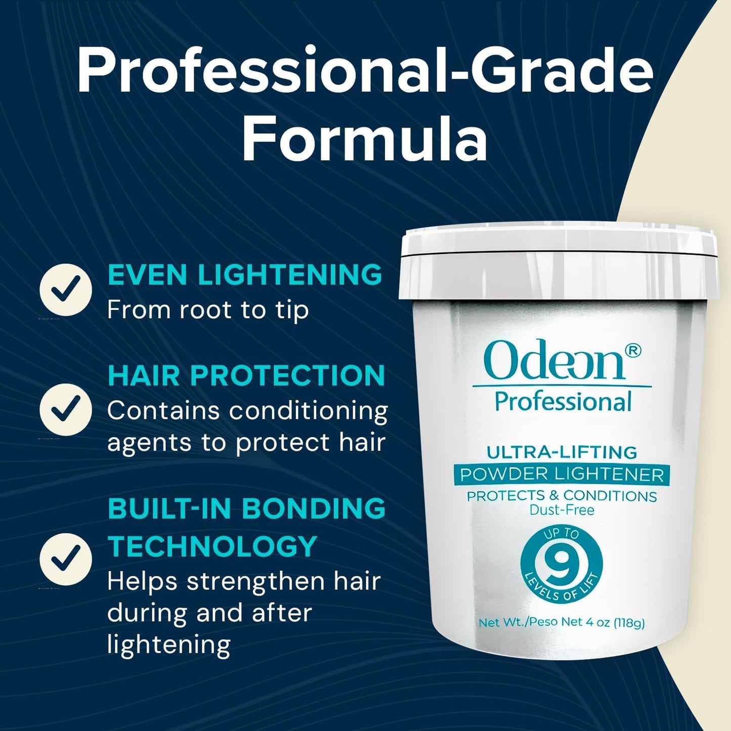 Odeon Professional Ultra-Lifting Hair Bleach Powder – Lifts Up to 9 Levels | Dust-Free Lightener for Balayage, Highlights & Full Bleach – Trial Size