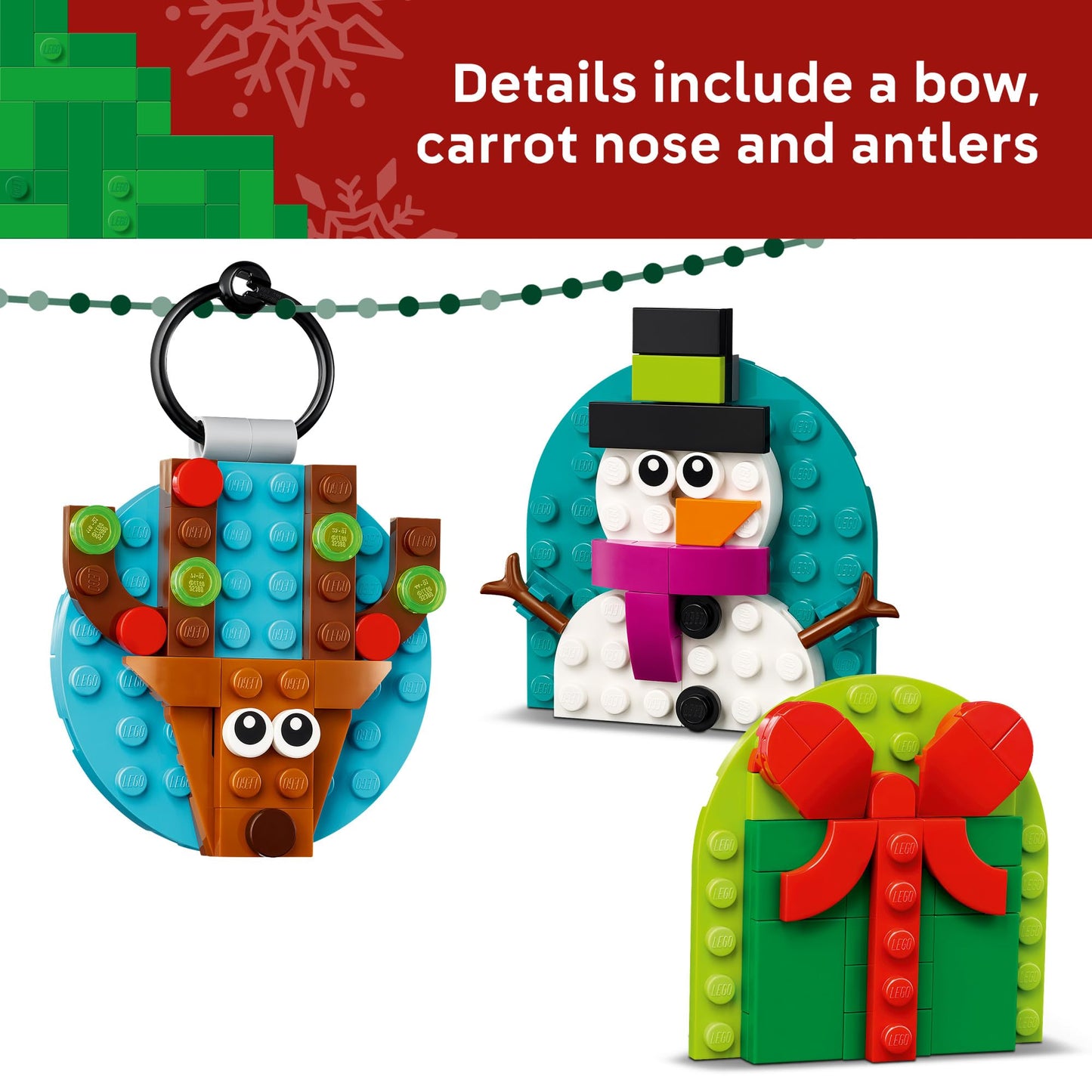 LEGO Christmas Ornament Selection 40744 Building Set – Festive Holiday Craft Kit for Kids & Families, DIY Hanging Tree Decorations, Ages 6+