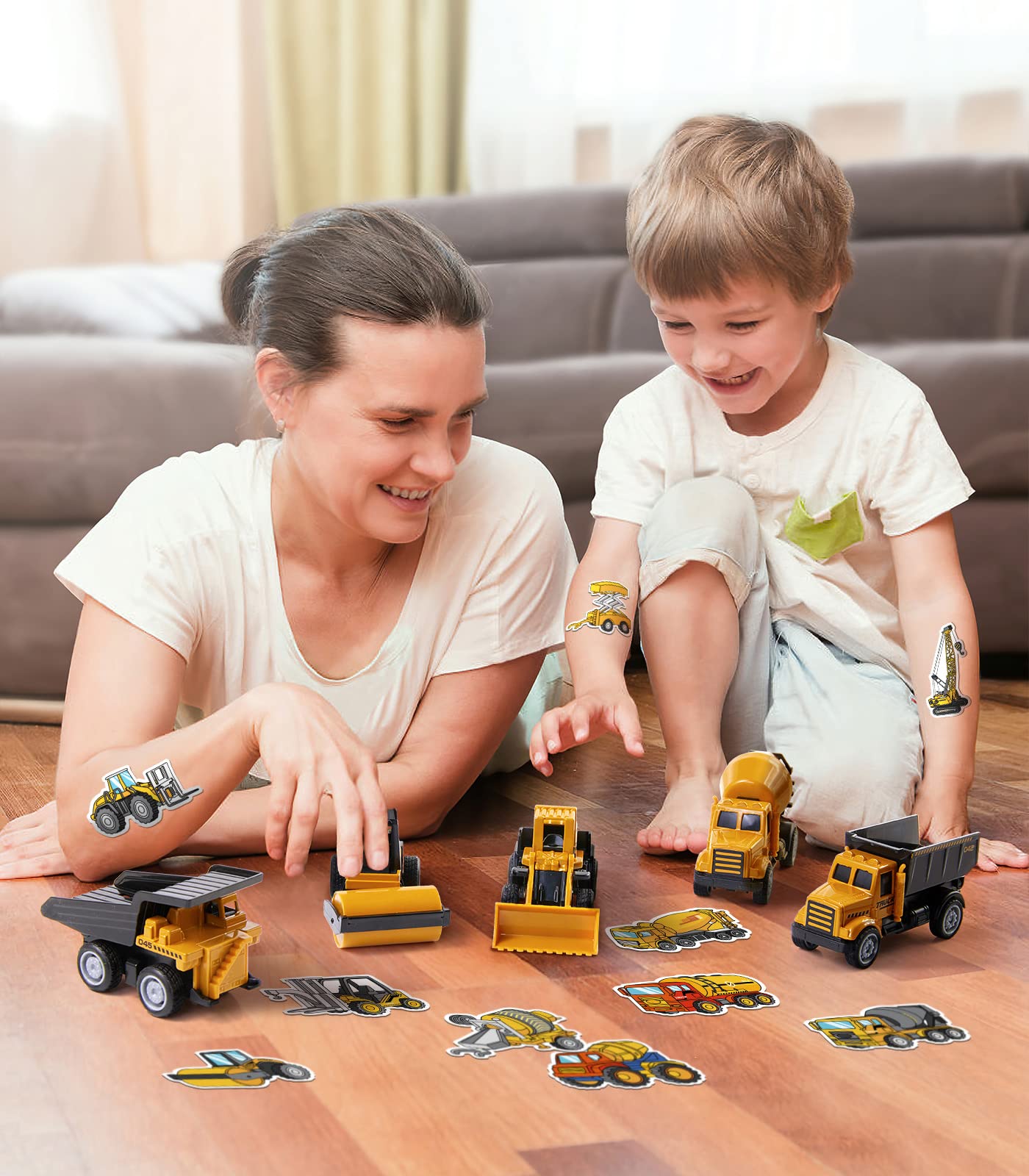 Mini Die-Cast Construction Truck Toys for Kids Ages 3-8 – Dump Truck, Excavator & More with Stickers for Outdoor & Sandbox Play