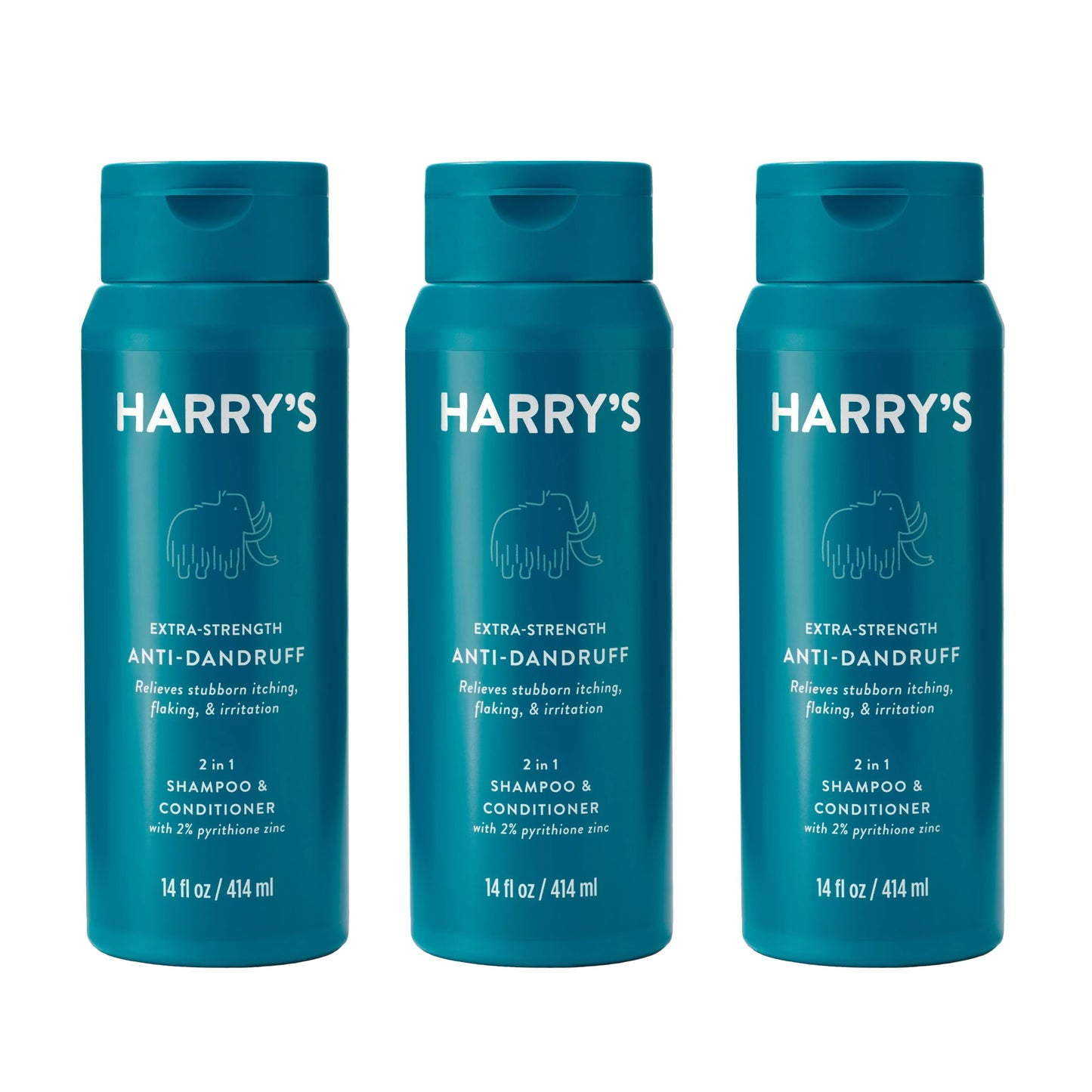 Harry's Extra Strength 2-in-1 Anti Dandruff Shampoo and Conditioner for Men, 2% Pyrithione Zinc, 14 fl oz, 3ct