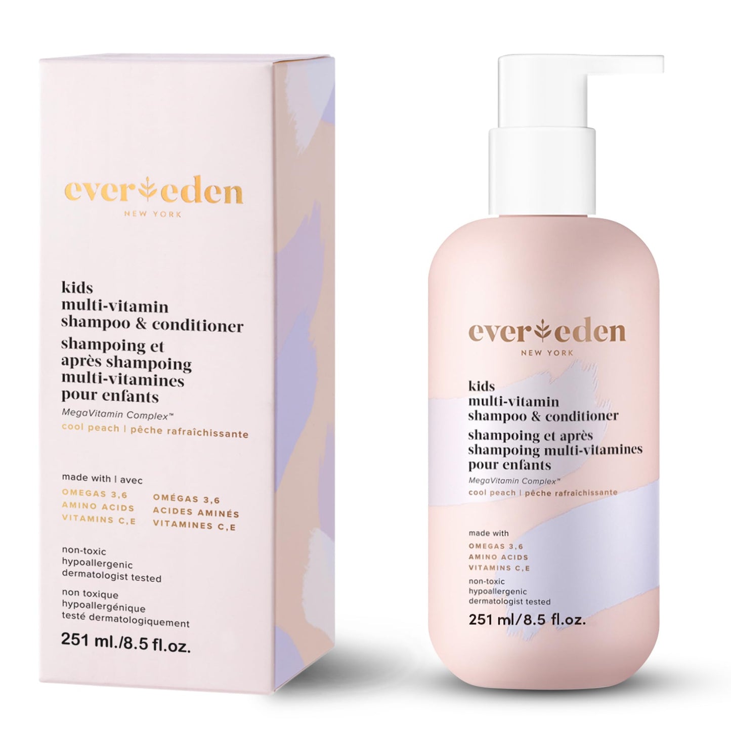 Evereden Kids Shampoo and Conditioner 2-in-1: Cool Peach, 8.5 fl oz. | Clean, Vegan, & Gentle Care for Kids | Toddler Shampoo and Conditioner for Healthy Scalp & Hair | Age 4+