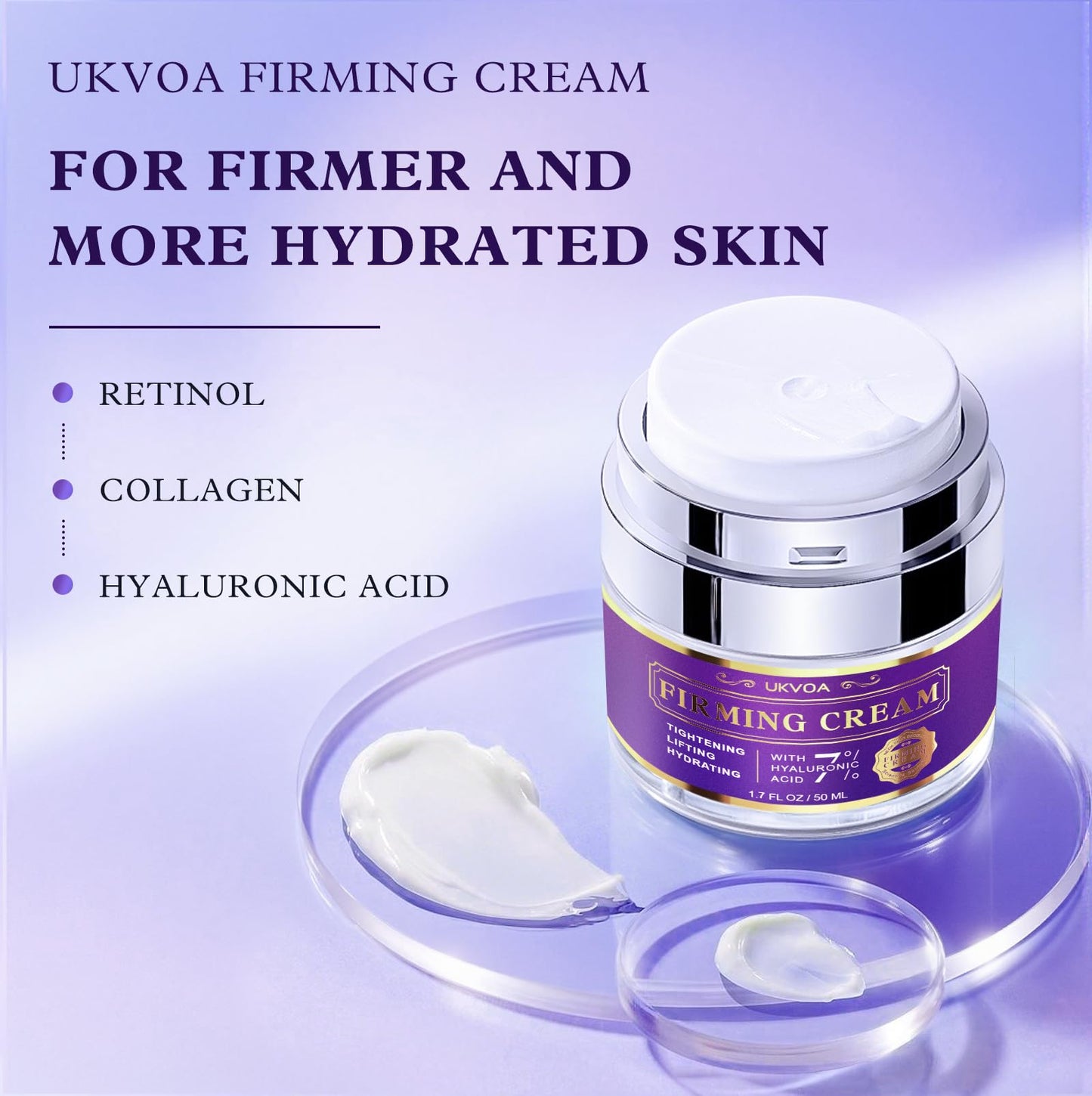 UKVOA Retinol Neck & Face Cream for Women – Anti-Aging, Firming & Tightening with Collagen & Hyaluronic Acid, 1.7 fl oz