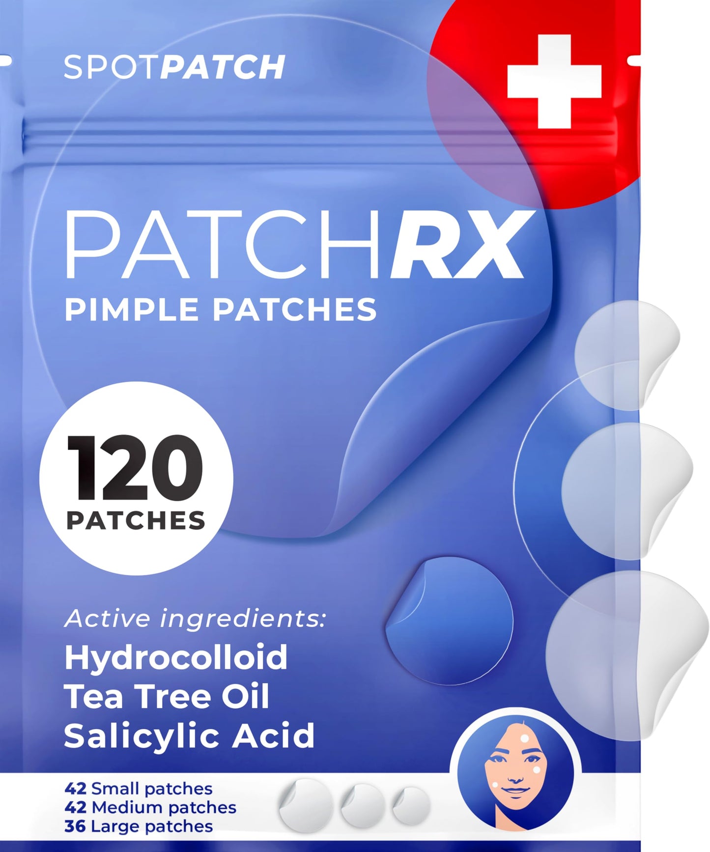 PatchRx Salicylic Acne Patches with Tea Tree Oil, 120 Pack – Zit & Pimple Stickers for Face Skincare, Salicylic Acid Dots