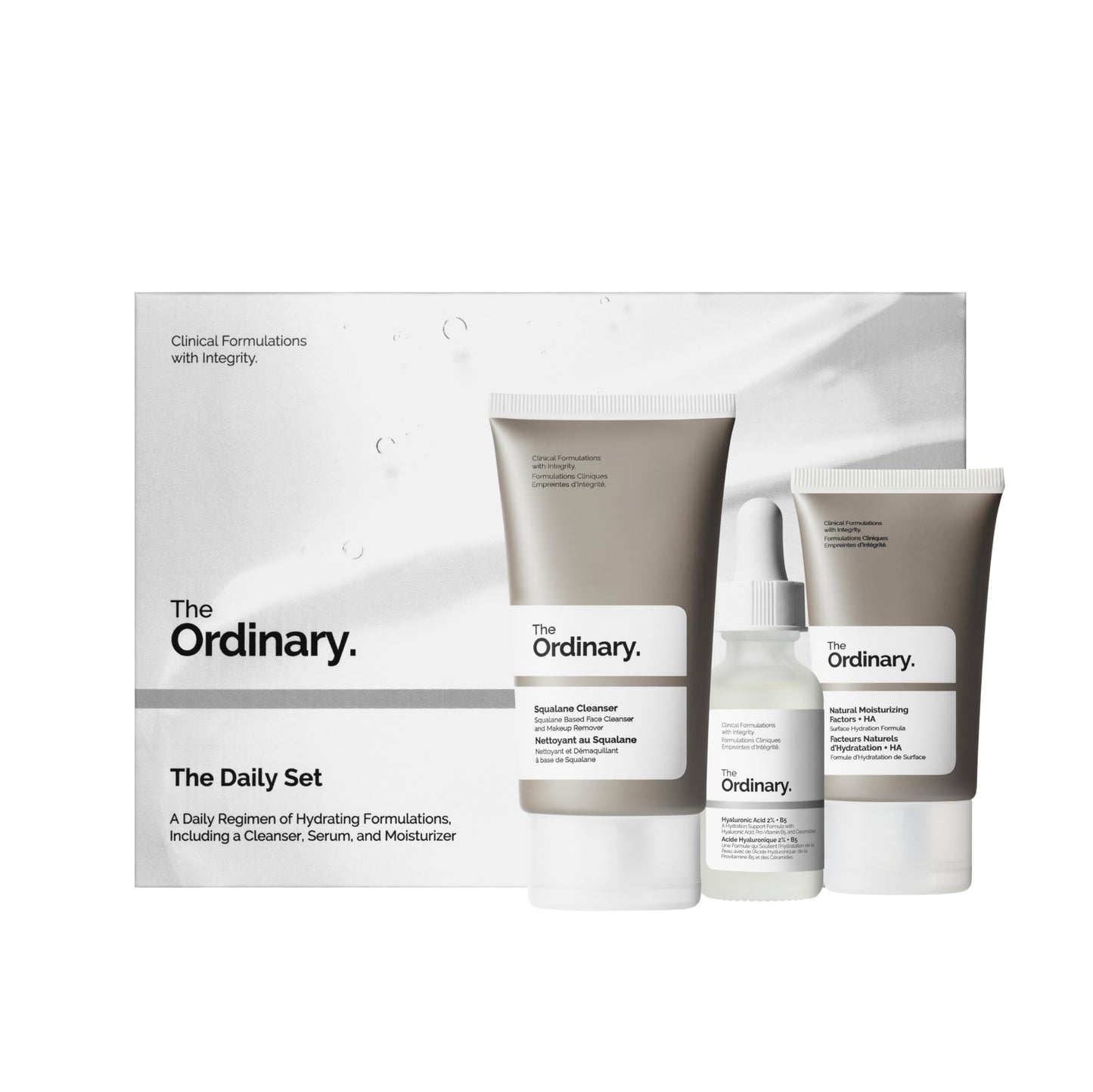 The Ordinary Daily Skincare Set – Squalane Cleanser, Hyaluronic Acid 2% + B5 & Natural Moisturizing Factors + HA