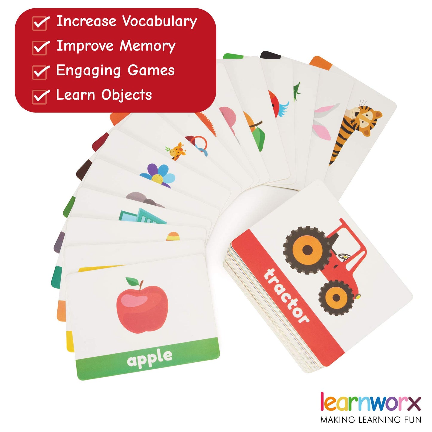 LearnWorx 101 Baby Flash Cards for Toddlers 1-3 | First Words, Numbers & Objects | Award-Winning Learning & Speech Development Toys