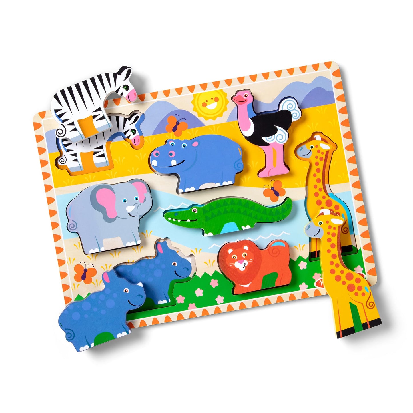 Melissa & Doug Safari Wooden Chunky Puzzle (8 pcs), Educational Screen Free Activity for Toddler, Preschoolers and Kids Ages 2+ - FSC Certified