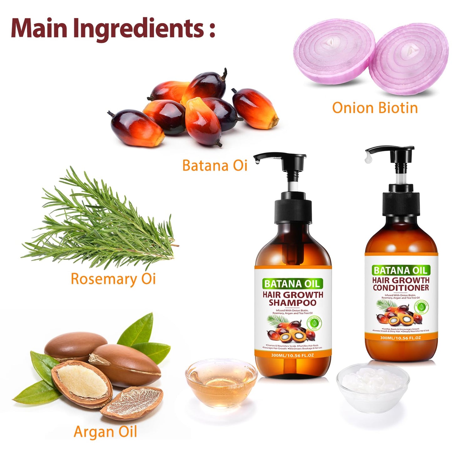 Batana Oil Shampoo & Conditioner Set for Hair Growth โ Anti-Thinning, Deep Moisturizing Formula to Strengthen Weak, Brittle Hair for Men & Women