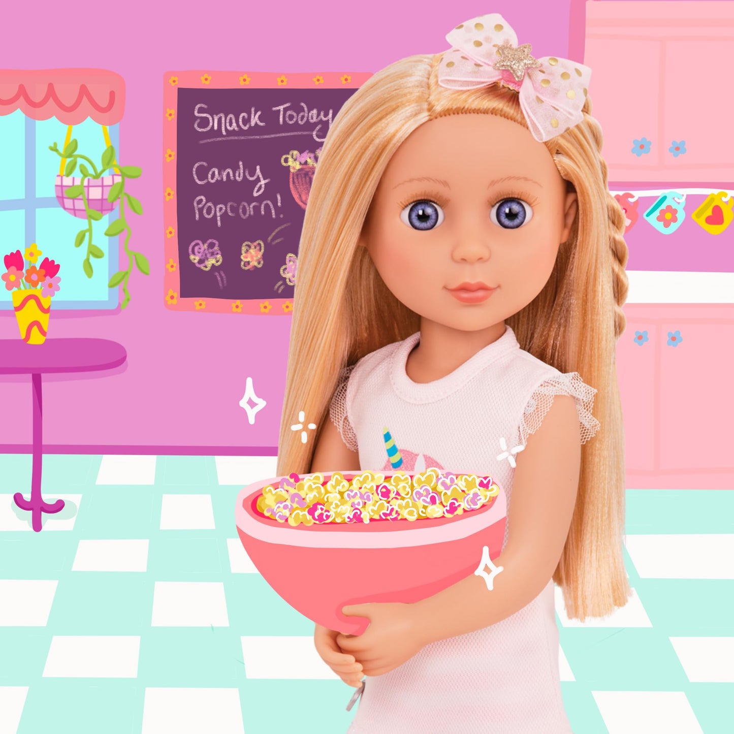 Glitter Girls 14" Fashion Doll – Blonde Hair, Blue Eyes, Pink Tunic, Striped Leggings, Hair Bow & Ballet Shoes – For Girls 3+